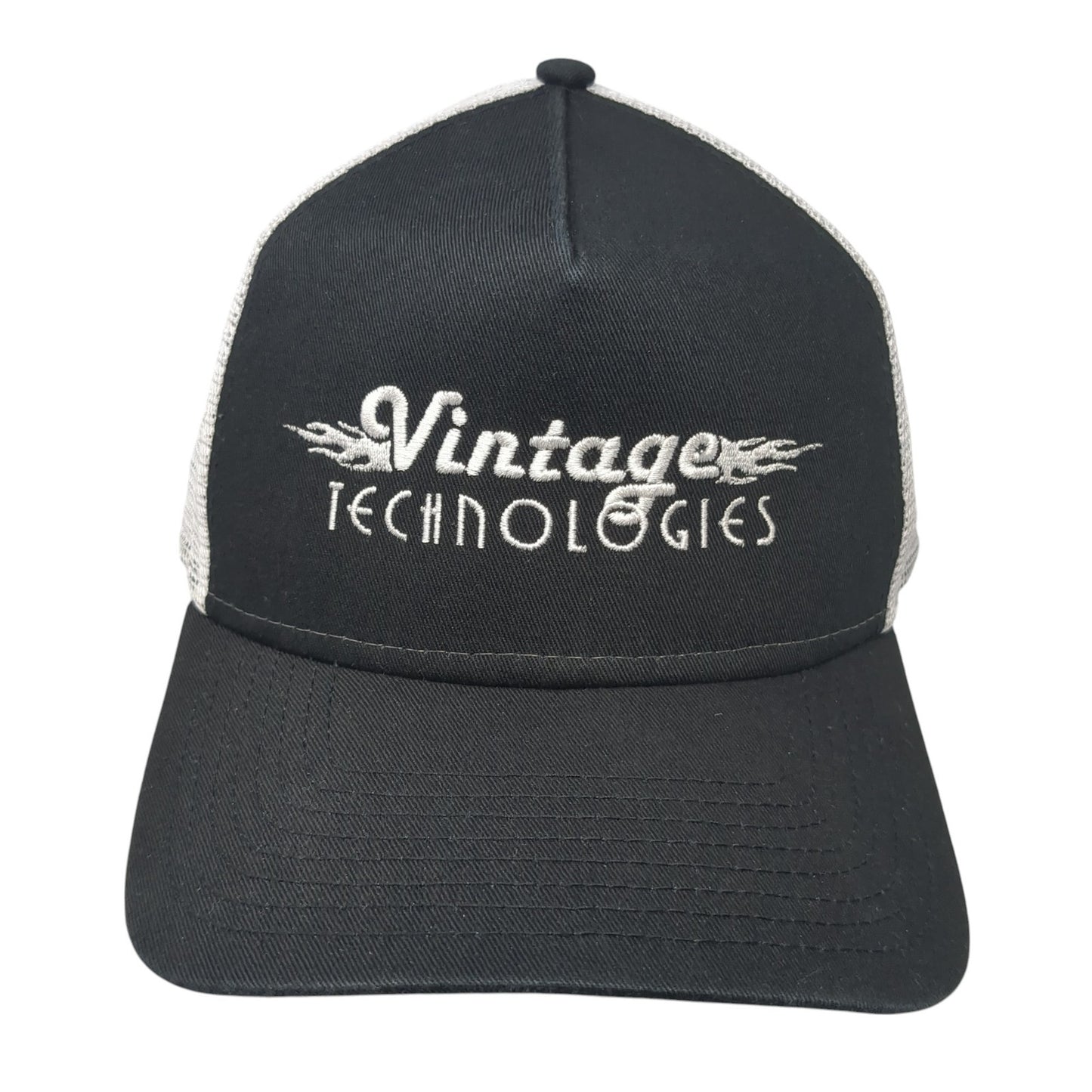 Vintage Technologies Snapback Mesh Back Trucker Hat Black One Size New Era