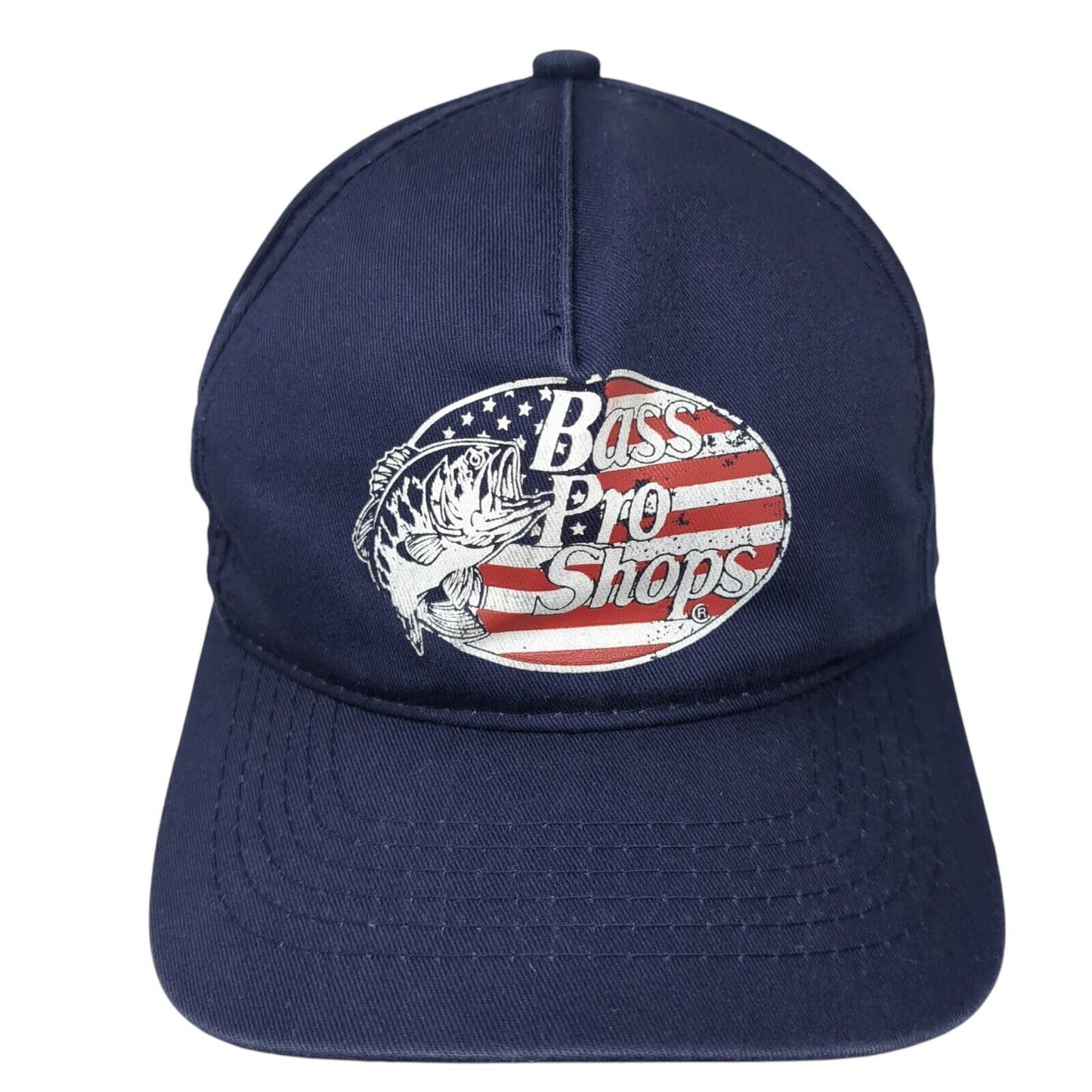 Bass Pro Shops Snapback Hat Blue One Size Adjustable Patriotic Gone Fishing