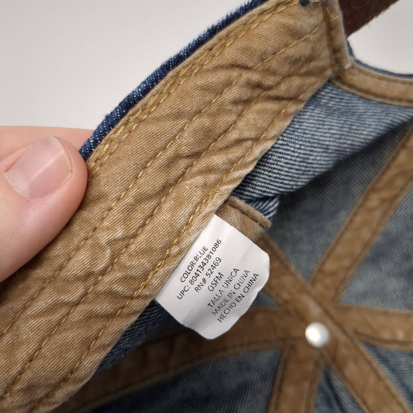 Unbranded Slideback Hat Blue One Size Solid Denim Leather Strap Blank
