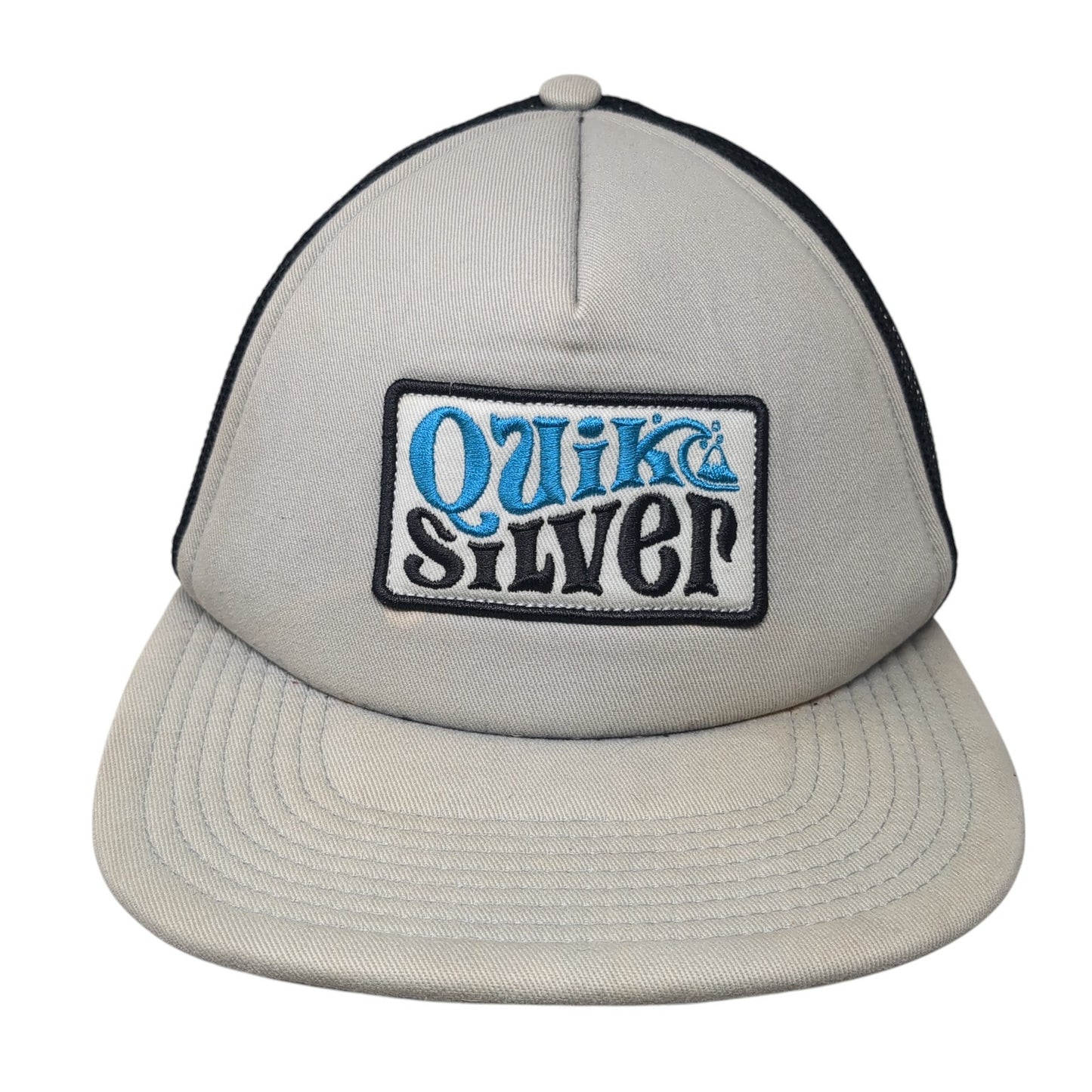 Quiksilver Snapback Trucker Hat Gray One Size Adjustable Embroidered Mesh Back