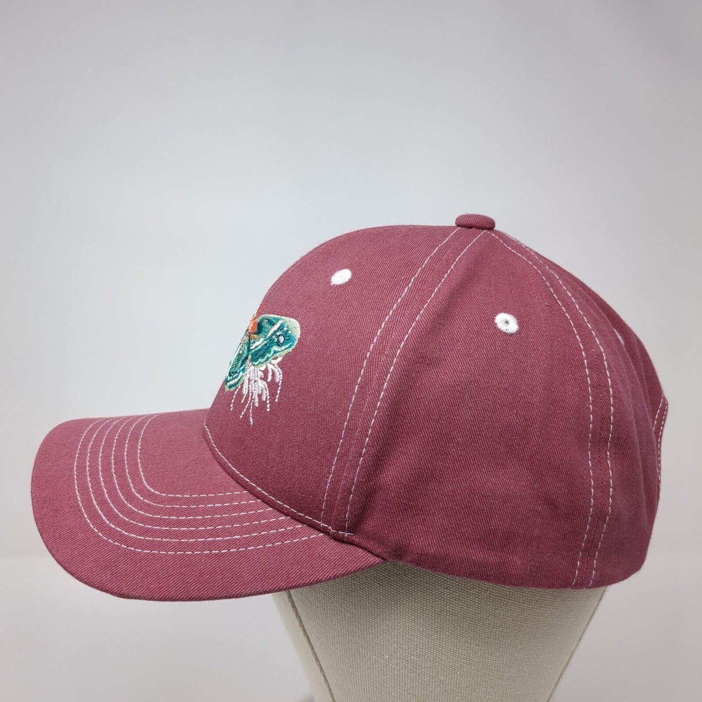 Butterfly Slideback Hat Red Large Adjustable Embroidered Fits Y'all