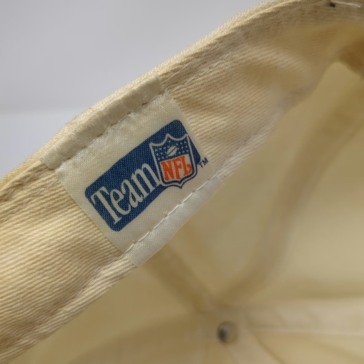 New Era Cap Beige Blue 7 5/8 Buffalo Bills 5950 Wool Made in USA Hat Vintage NFL