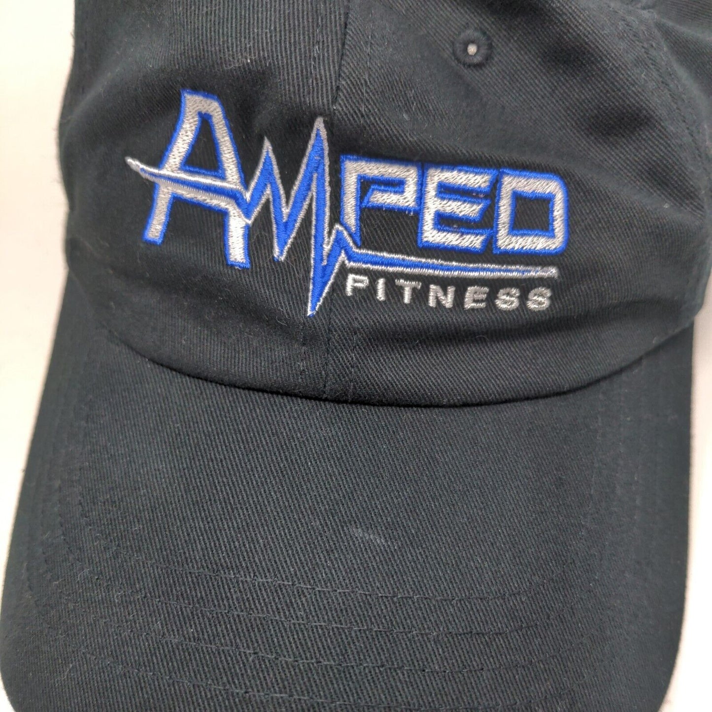 Amped Fitness Slideback Hat Black One Size Adjustable Embroidered Yupoong