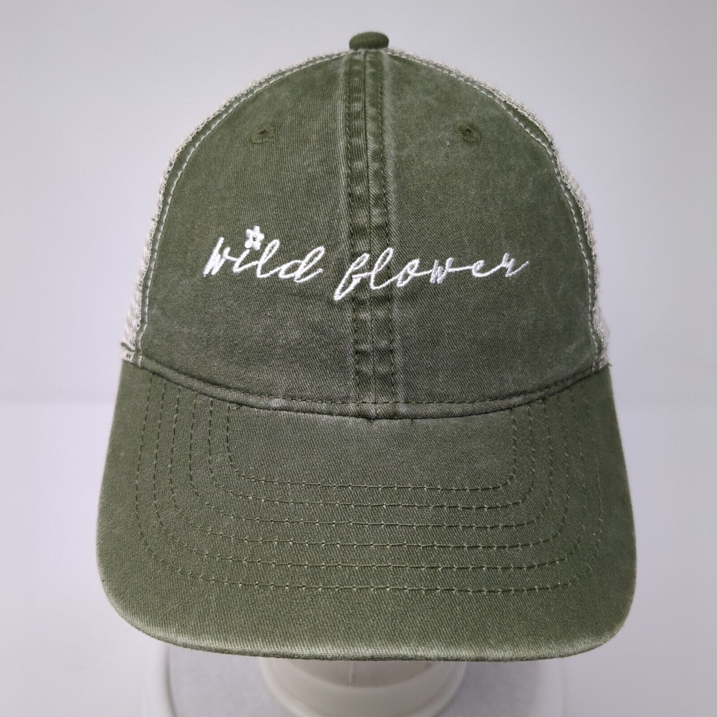 Wild Flower Slideback Trucker Hat Green One Size Adjustable Mesh Back 6 Panel