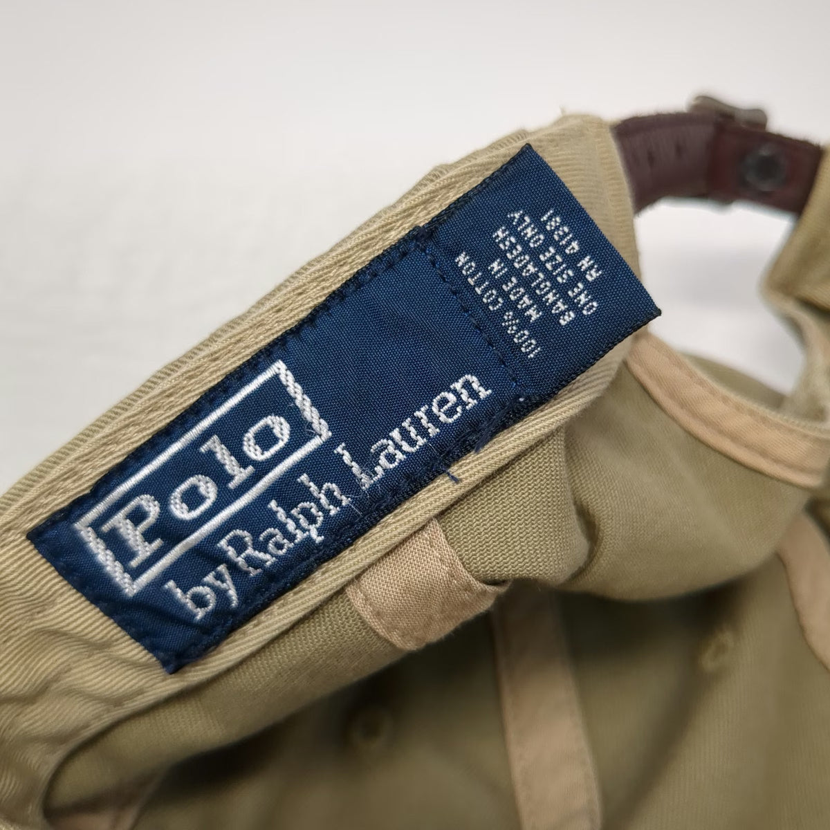 Polo Ralph Lauren Baseball Cap Brown One Size Leather Strapback Embroidered Hat