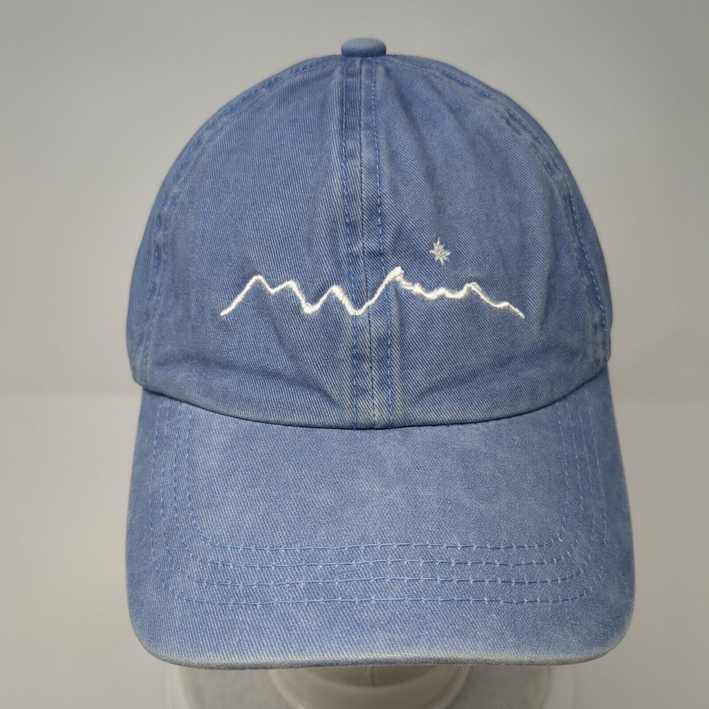 Mountain Slideback Hat Blue One Size Adjustable Embroidered 6 Panel