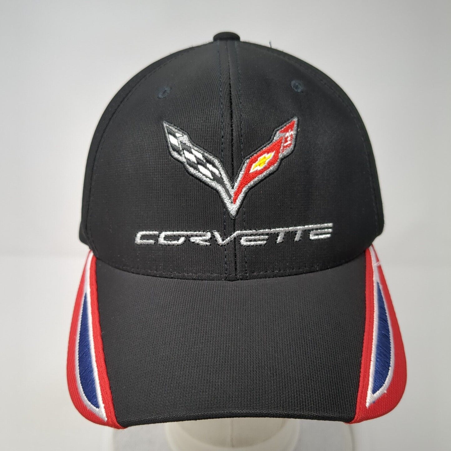 Corvette Fitted Hat Black One Size Lightweight Embroidered 6 Panel GM Official