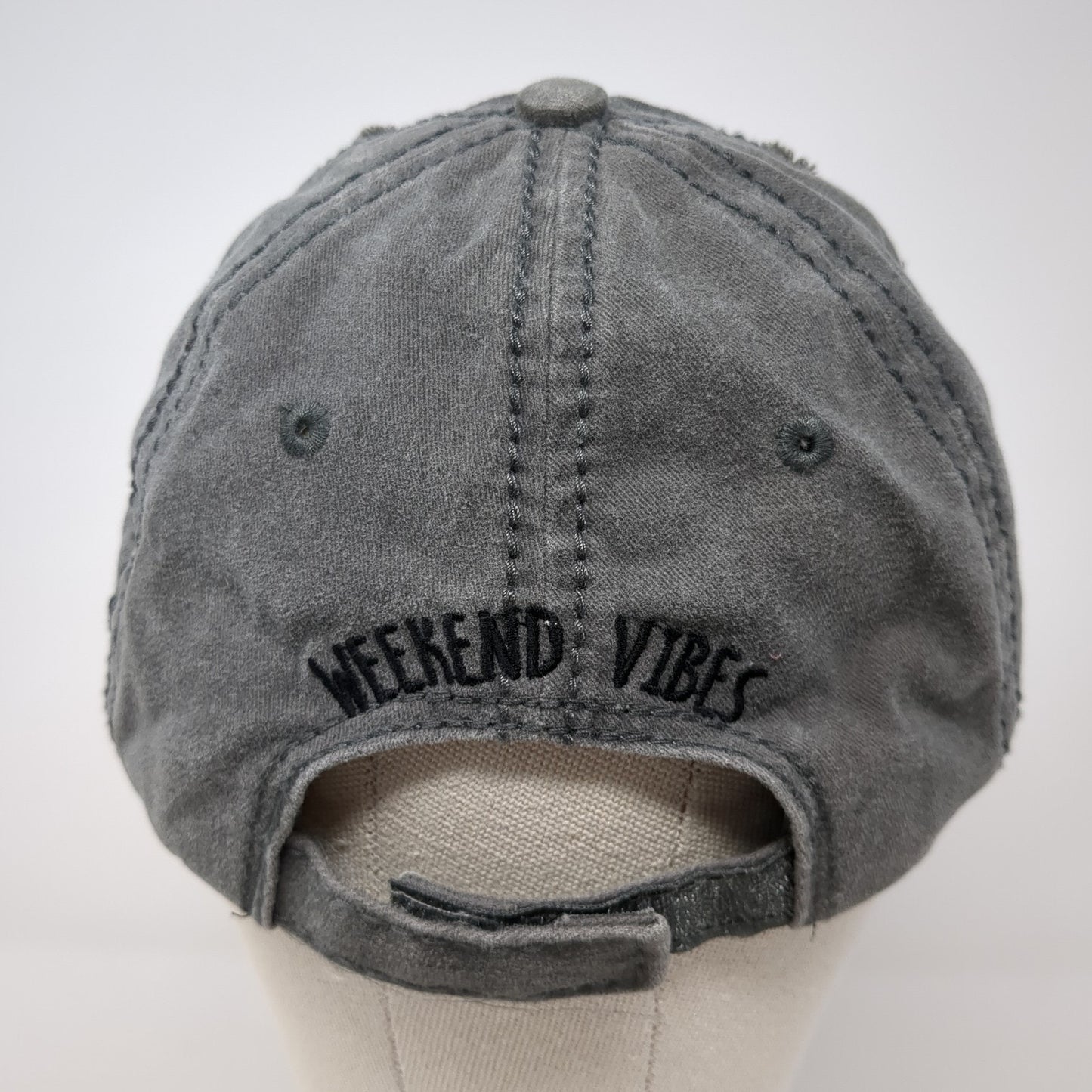 Weekend Vibes Strapback Hat Gray One Size 4350 District Distressed
