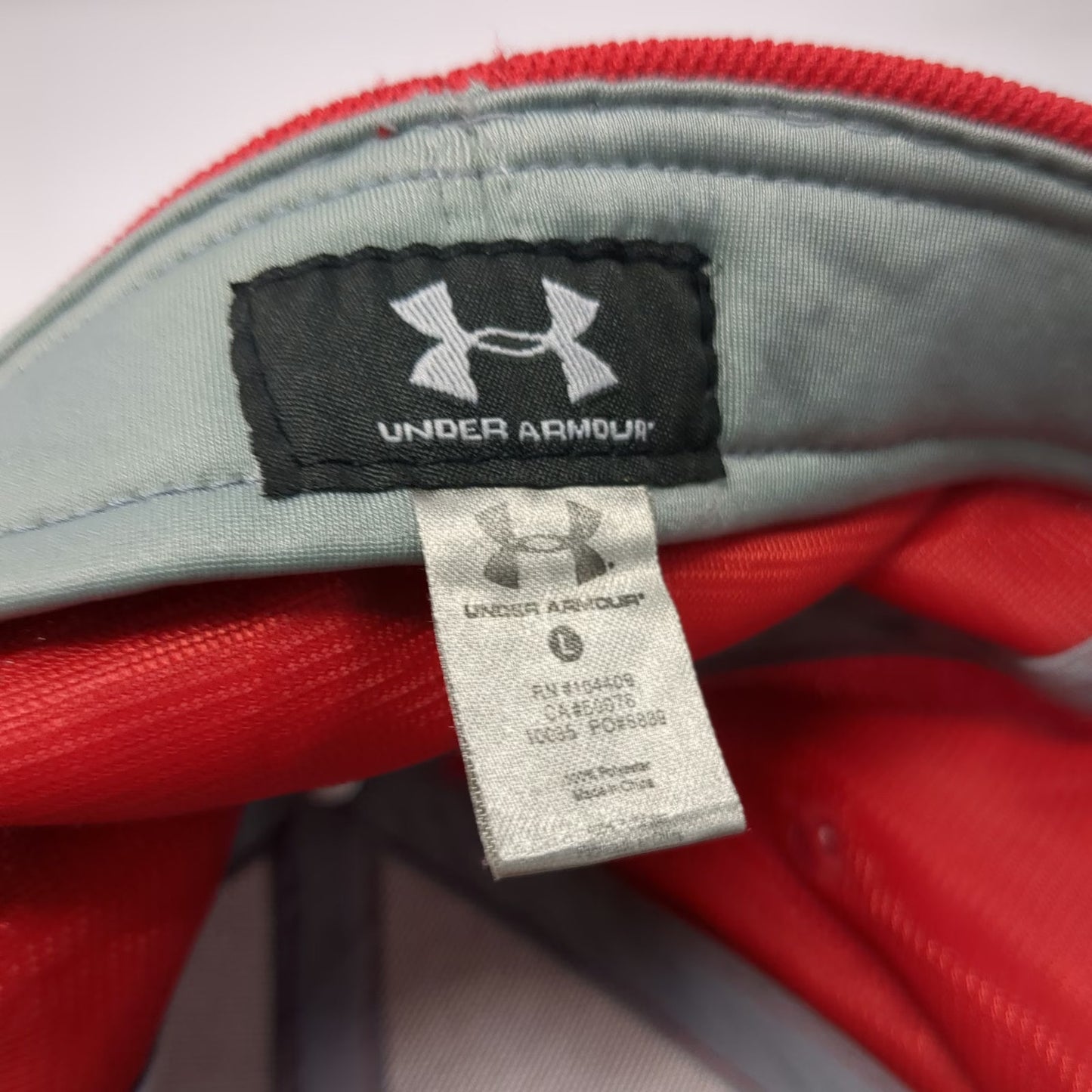 Under Armour Baseball Cap Red L BF Blue Logo Fitted Stretch Fit HeatGear Hat