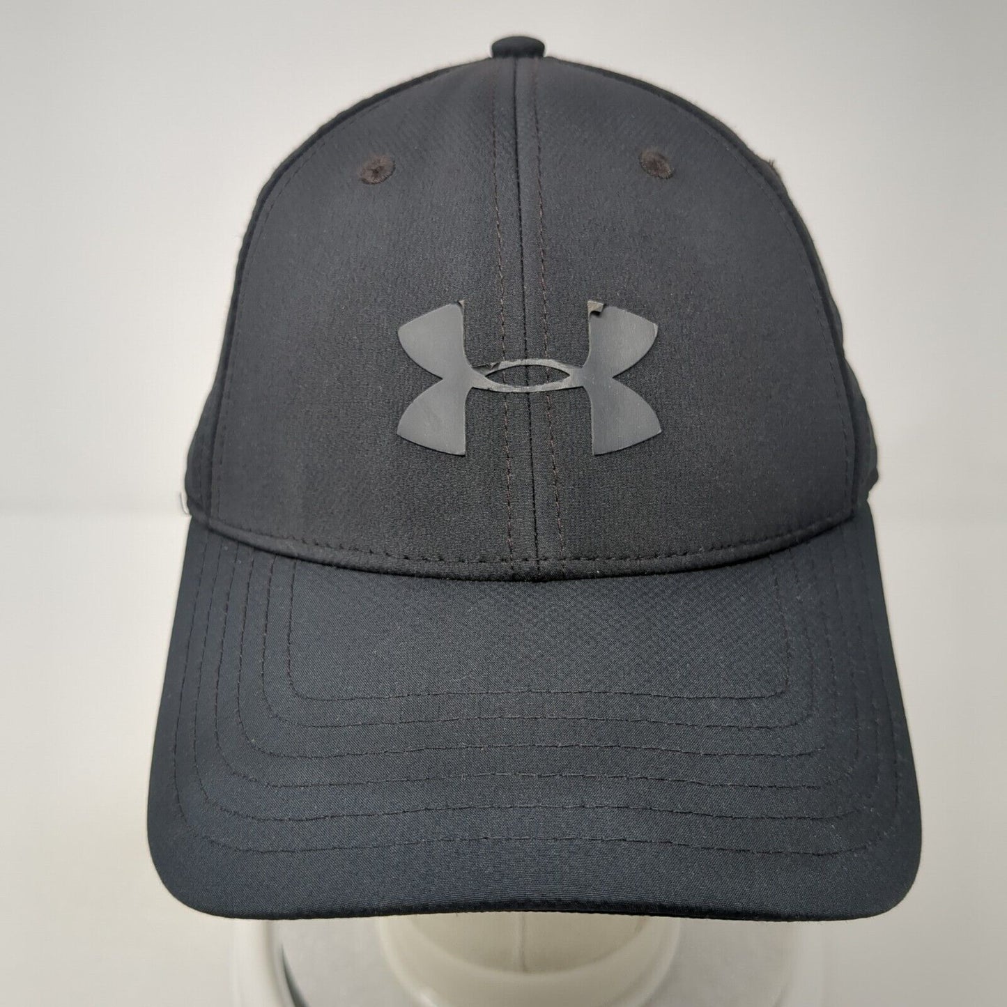 Under Armour Logo Fitted Hat Black M/L Stretch Solid 6 Panel Outdoor