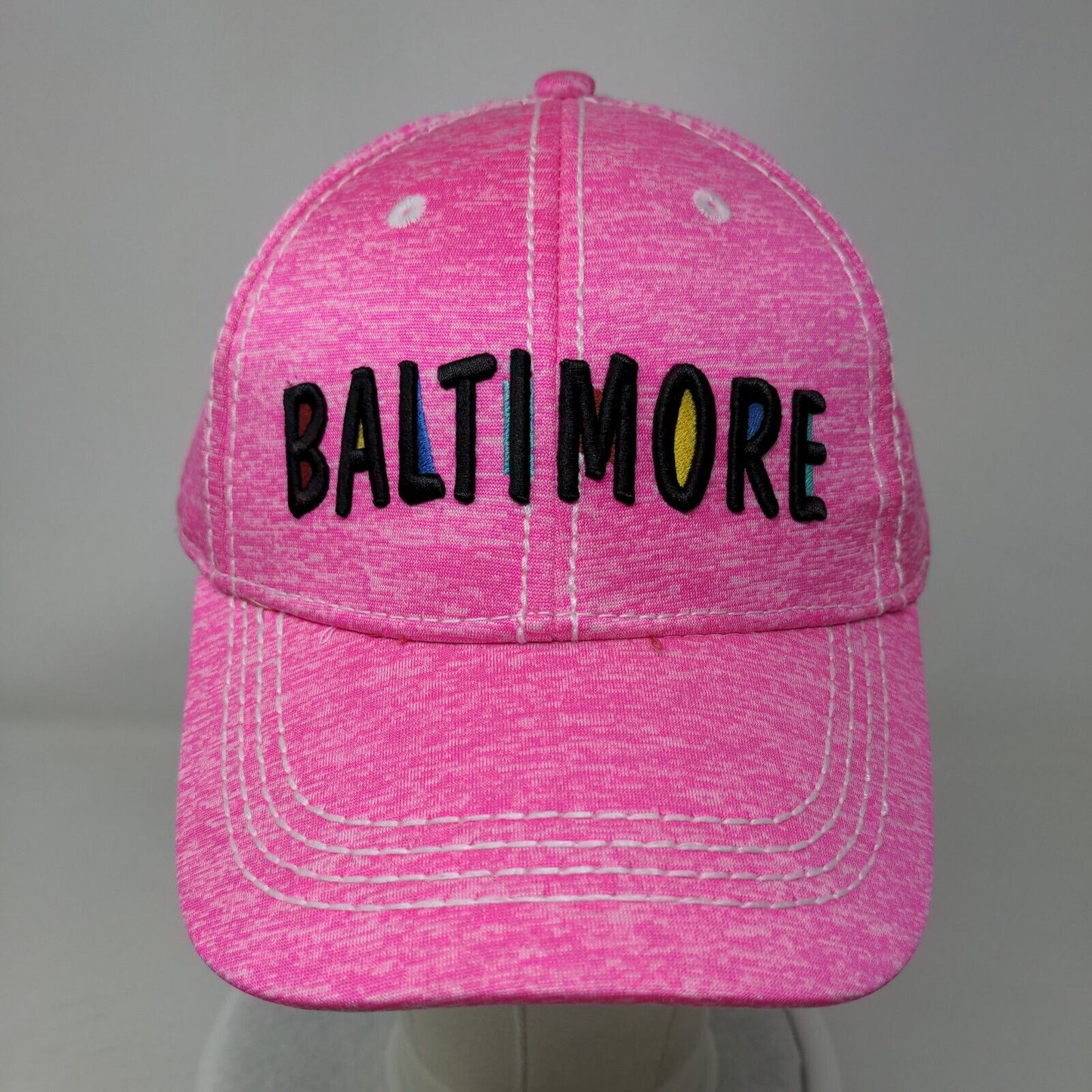 Baltimore Strapback Hat Pink One Size Embroidered 6 Panel City Hats