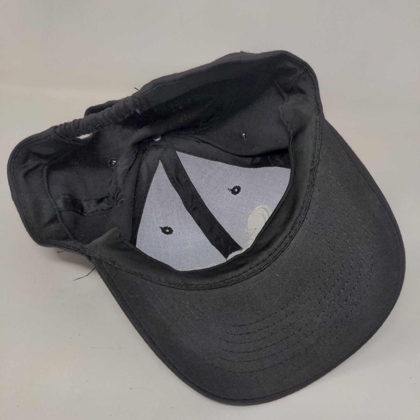 Groom Stretch Strapback Hat Black One Size Adjustable Embroidered Vented Holes