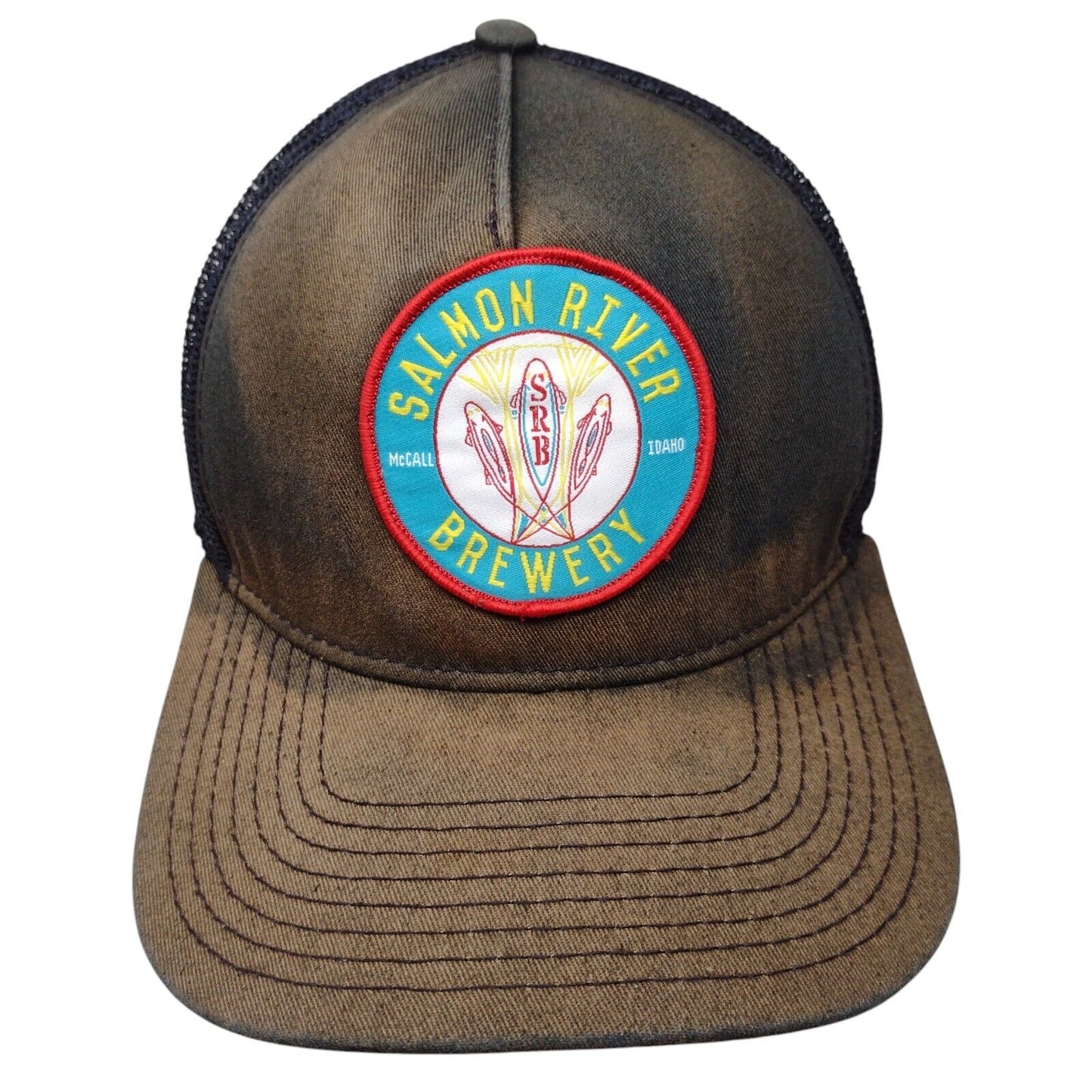 Salmon River Brewery Snapback Trucker Hat Black OSFM Mesh Back Otto