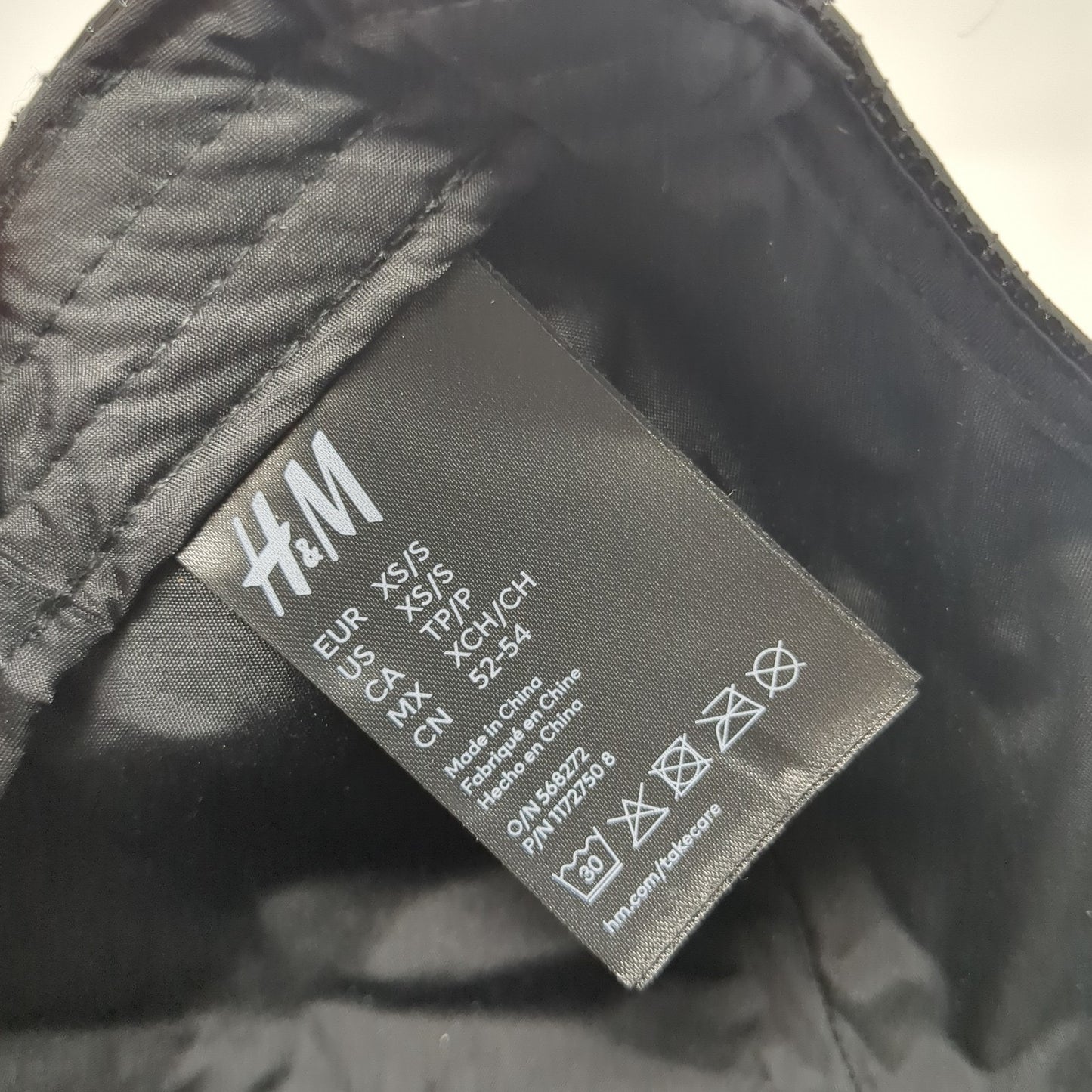 H&M Strapback Hat Black Small Adjustable PU Coated Solid Outdoor Blank