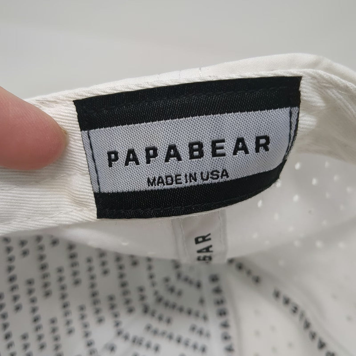 Papa Bear Trucker Hat White One Size Rope Perforated Snapback Made In USA Logo