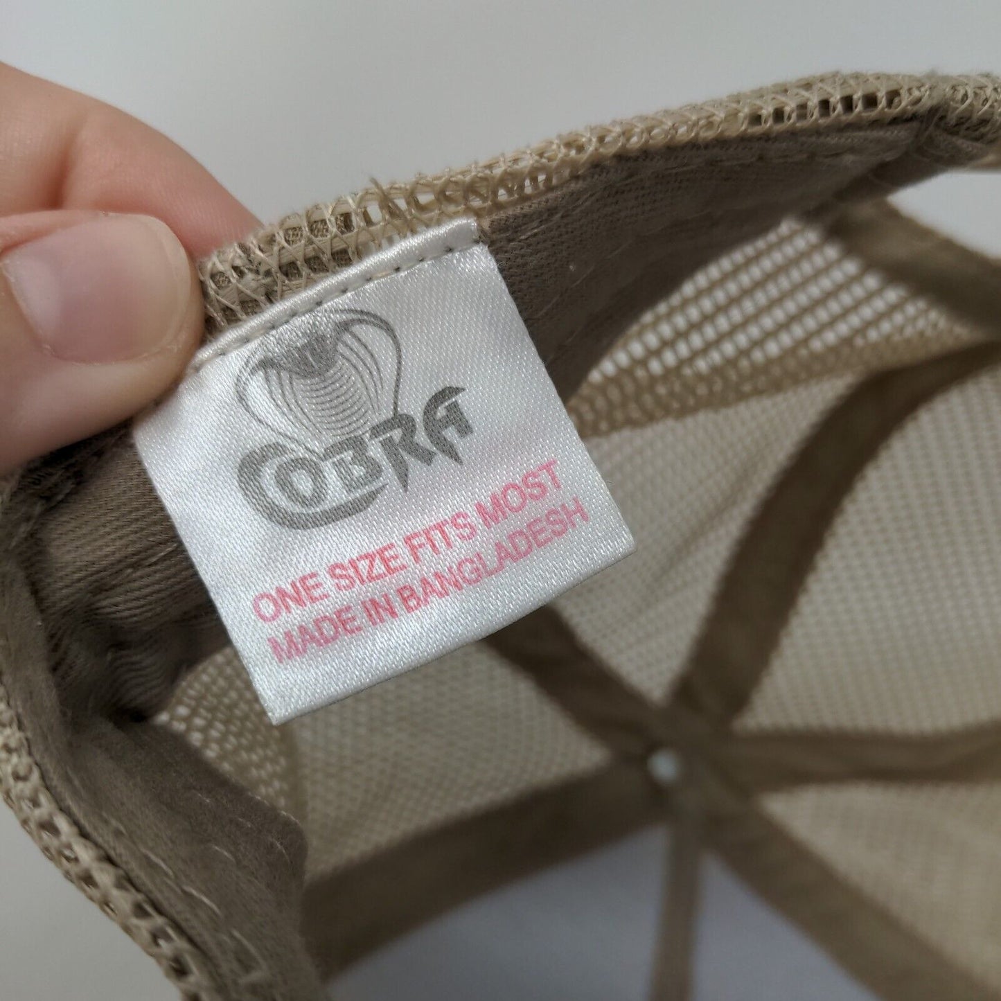 Cobra Snapback Mesh Back Rope Trucker Hat Tan OSFM Embroidered