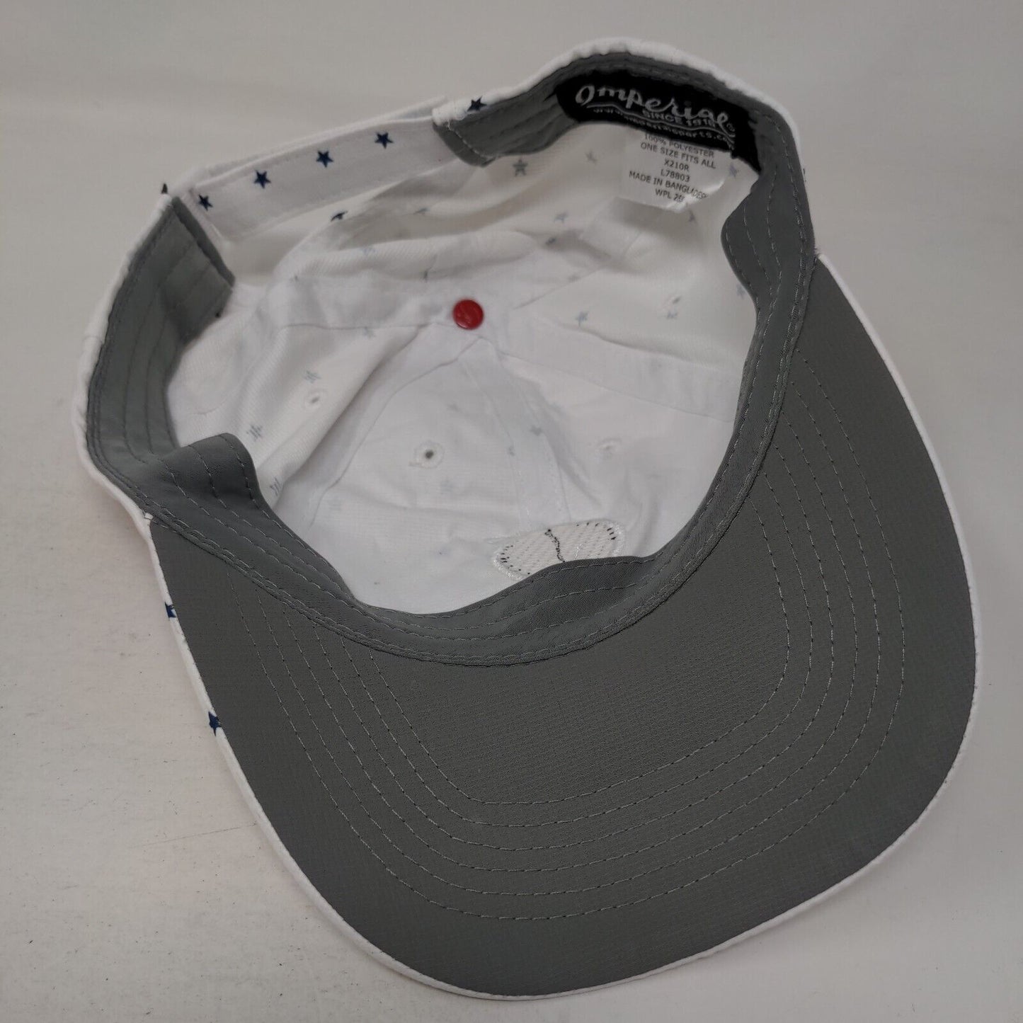 Bay Hill Strapback Hat White OSFA Adjustable Star Print Patriotic American Flag