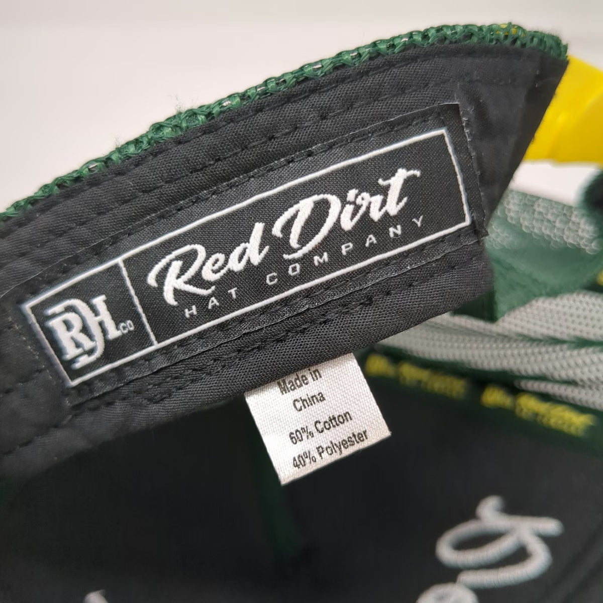 Red Dirt Hat Co. Trucker Green One Size Mesh Snapback Flat Brim Logo Embroidery