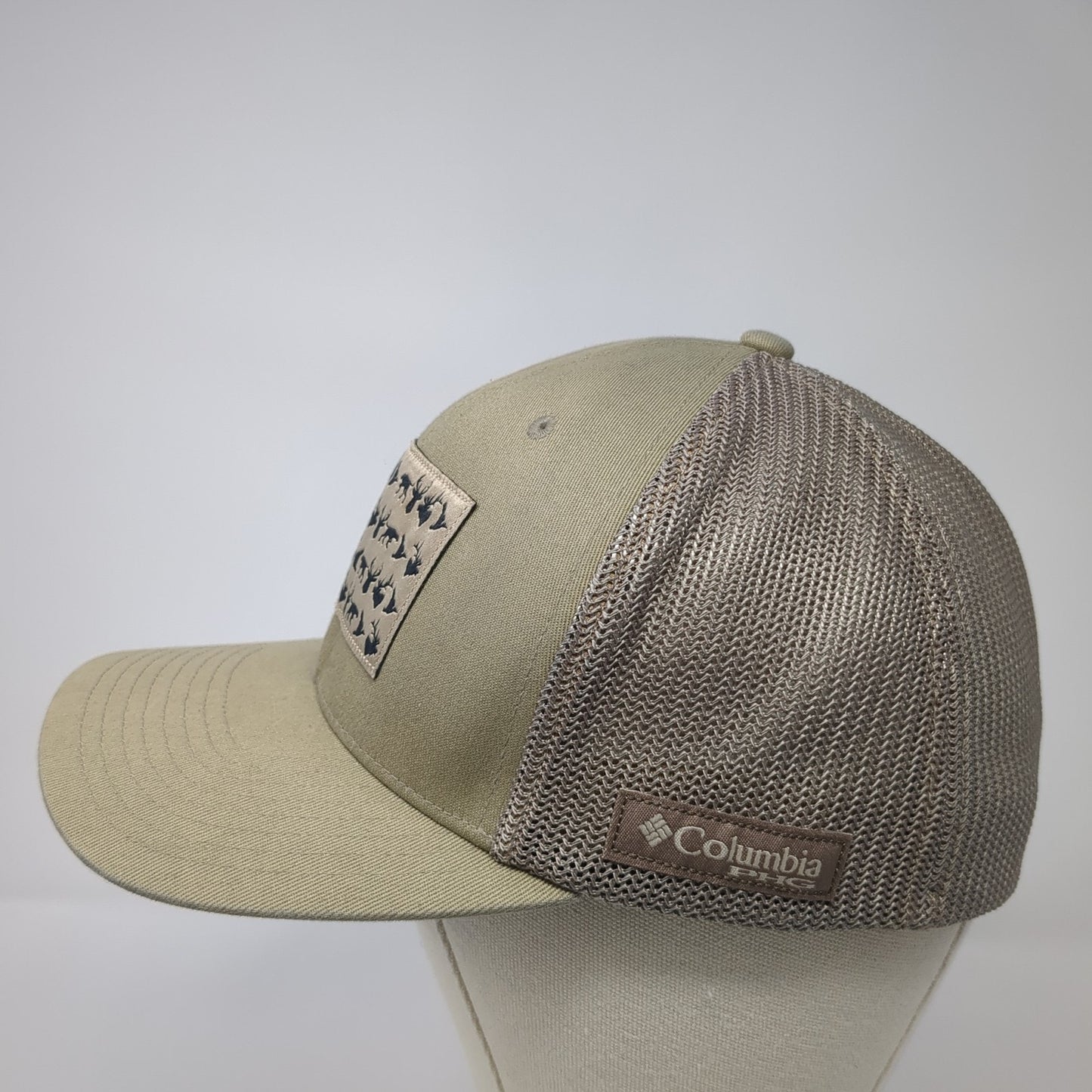 Columbia Fish Flag Fitted Trucker Hat Brown One Size Lightweight Mesh Back