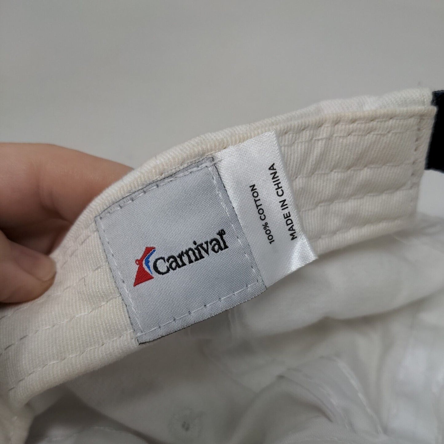 Carnival Slideback Hat White One Size Adjustable Embroidered Logo 6 Panel