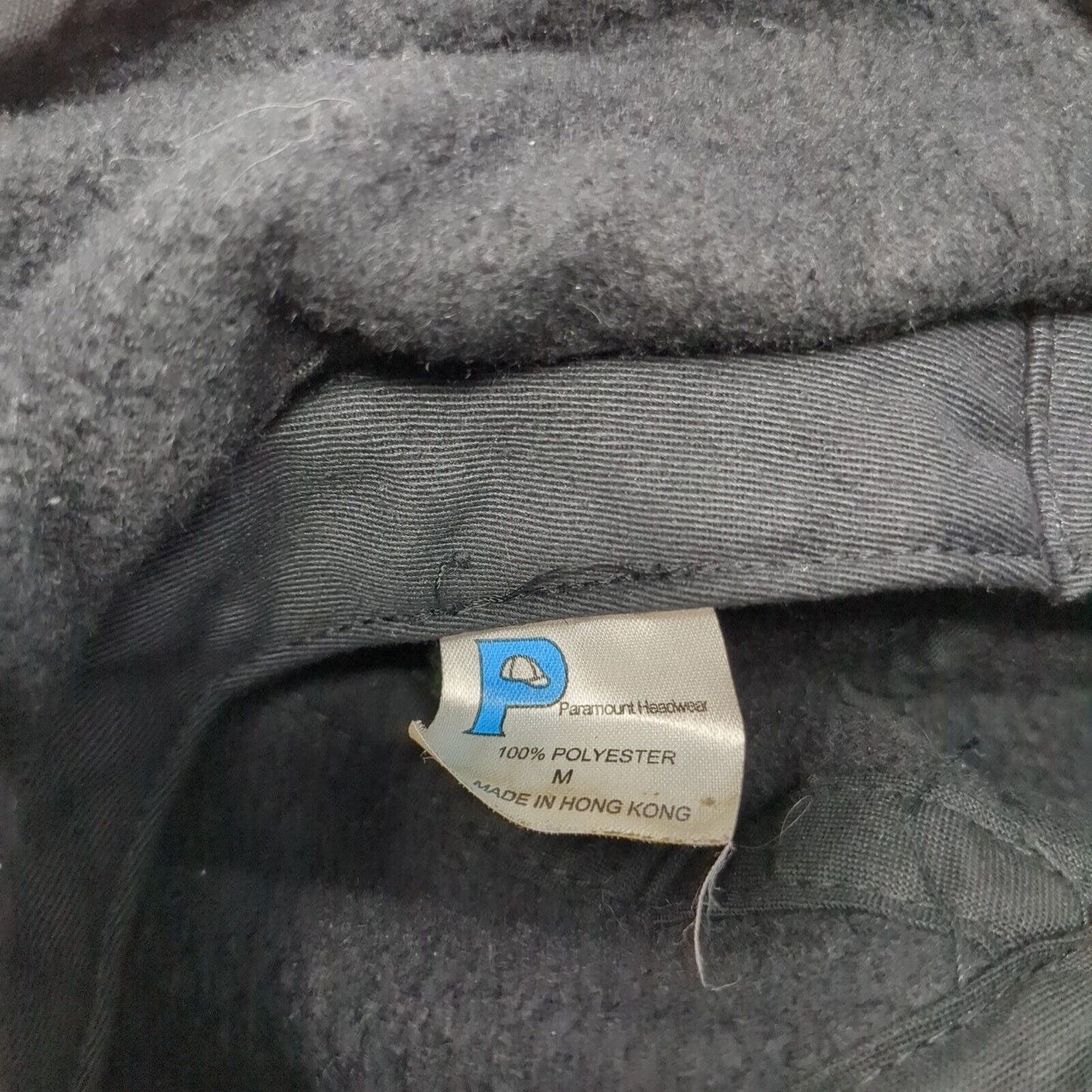 Paramount Headwear Fitted Hat Black Medium Ear Flap Solid Fleece Blank