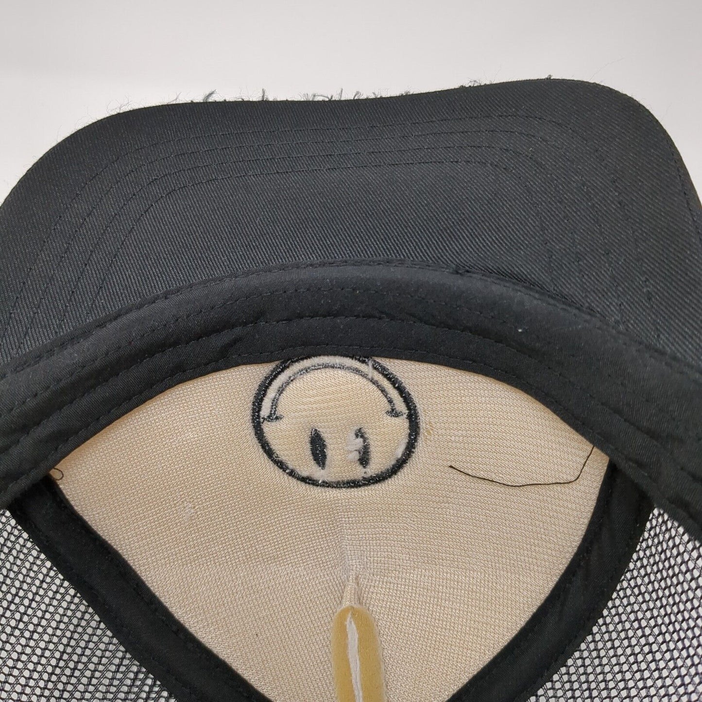Smiley Face Snapback Mesh Back Trucker Hat Black One Size Embroidered