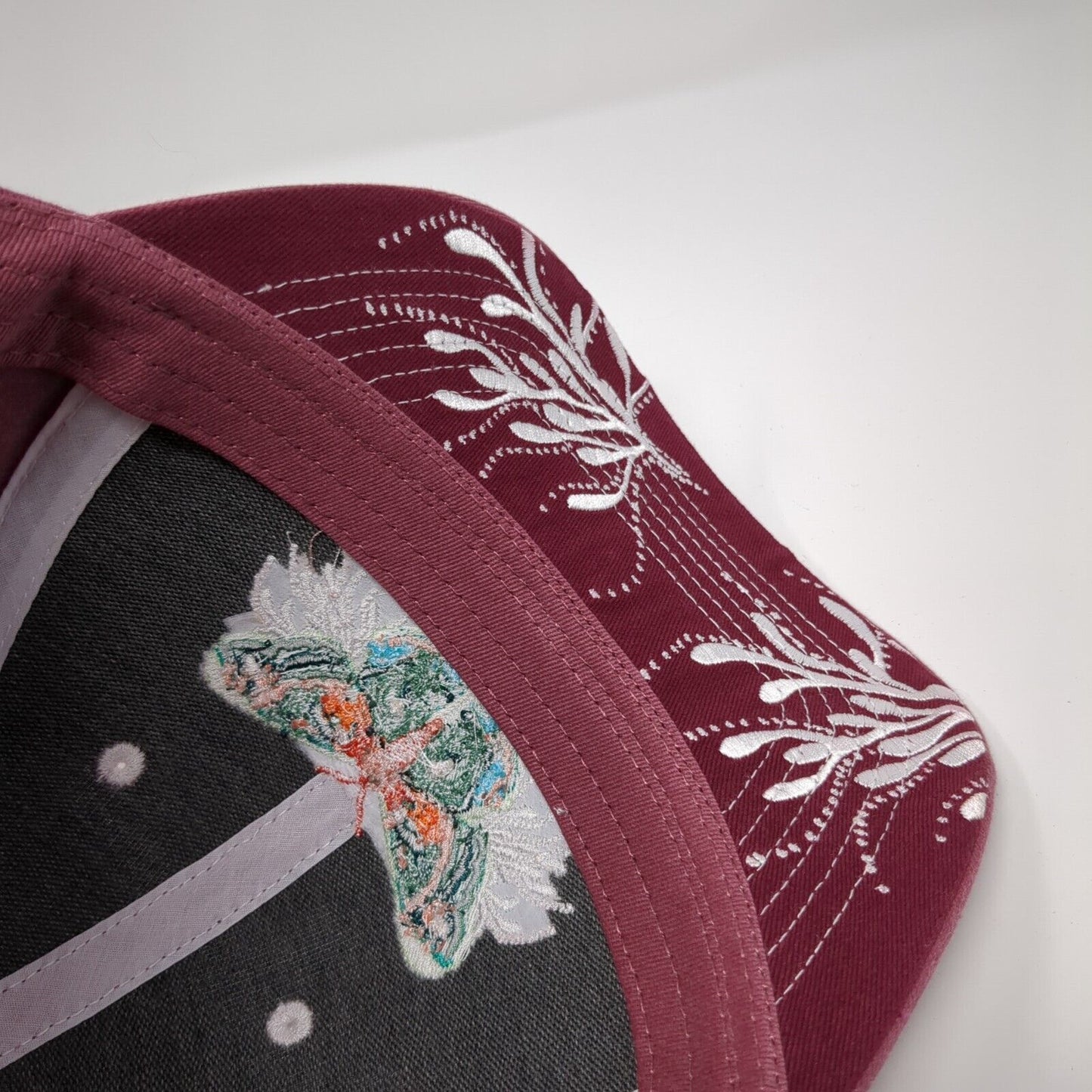 Butterfly Slideback Hat Red Large Adjustable Embroidered Fits Y'all