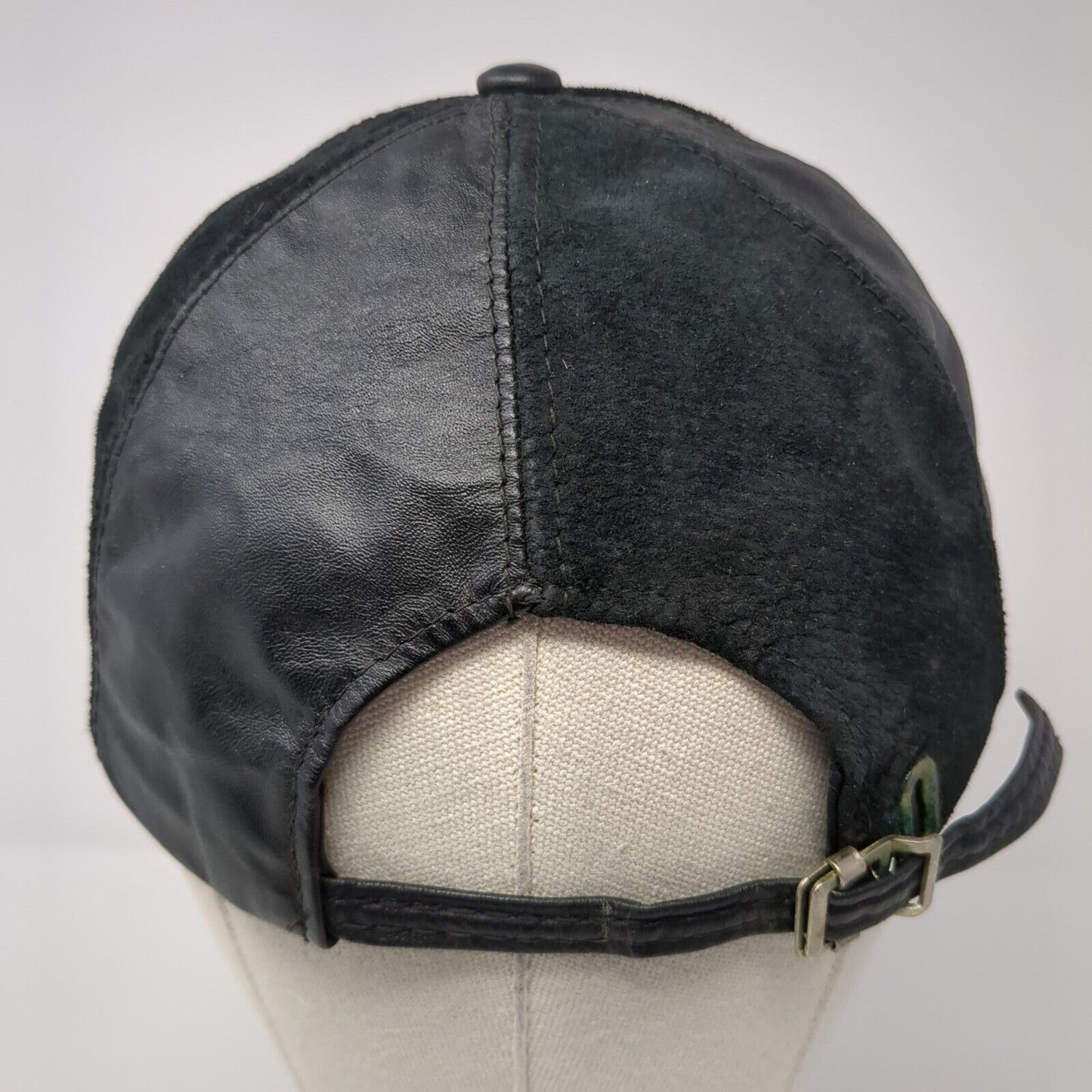 Unbranded Slideback Hat Black One Size Adjustable Genuine Leather Blank