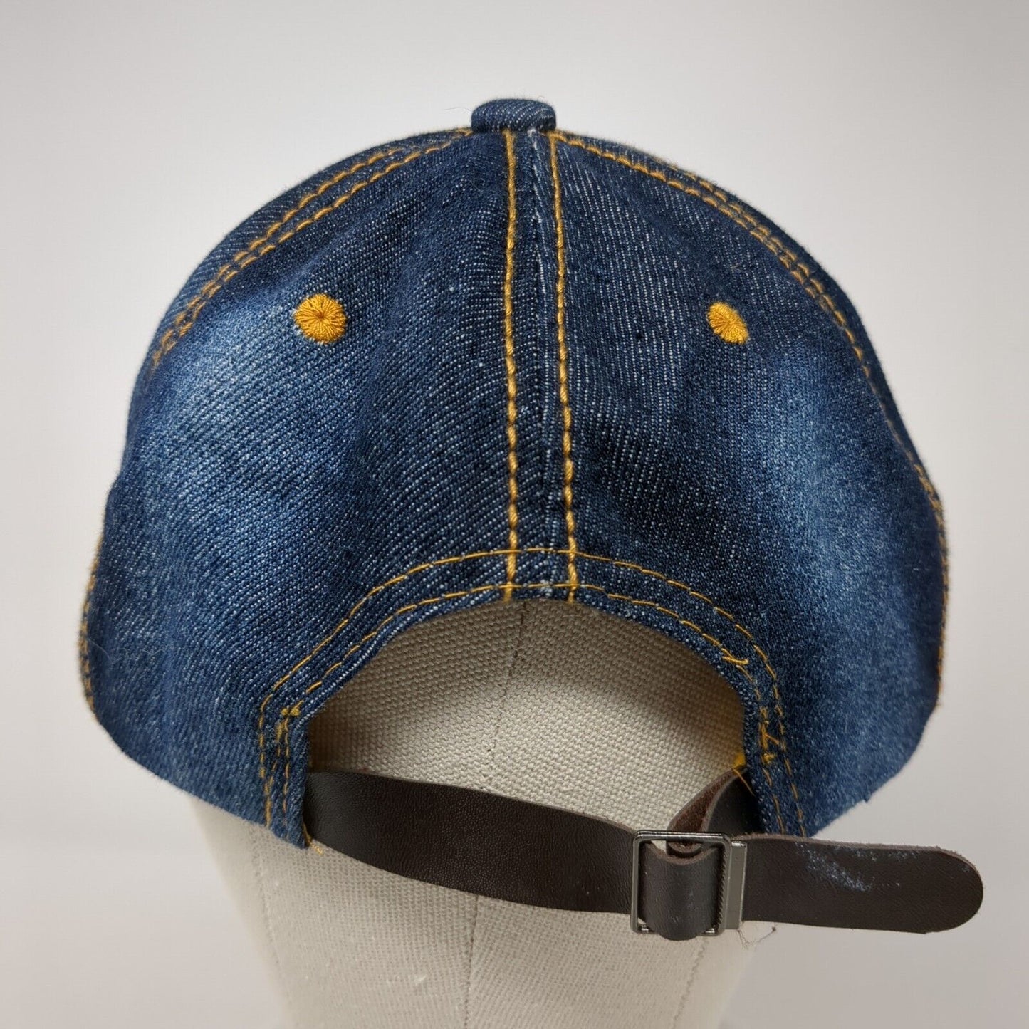 Cool Slideback Hat Blue One Size Adjustable Distressed Denim Rhinestone Bling