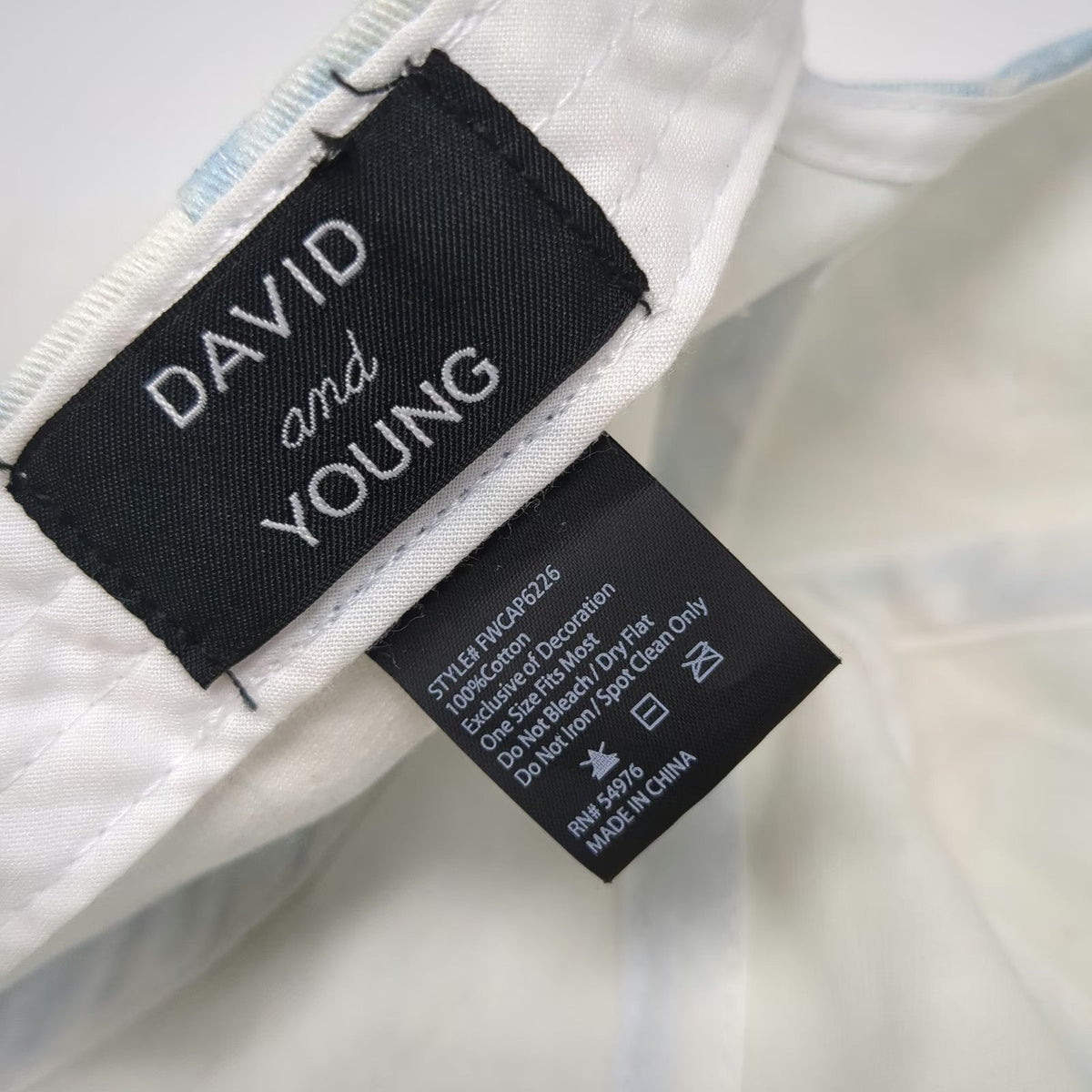 David and Young Baseball Cap Blue White One Size Tie Dye Cloud Print Cotton Hat