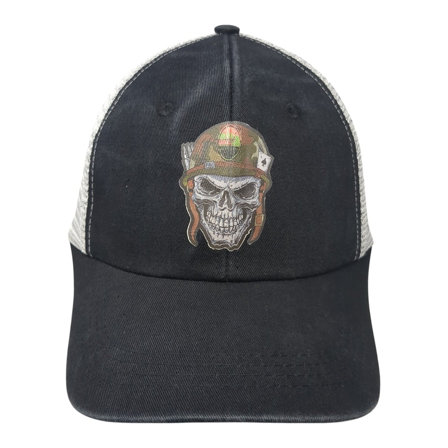 Skull Snapback Mesh Back Trucker Hat Black One Size Adjustable Colorblock