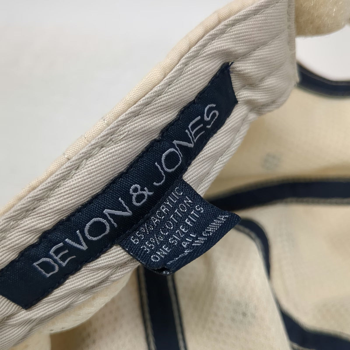 Devon & Jones Baseball Cap Beige One Size Strapback ICR U Logo Sandwich Brim Hat