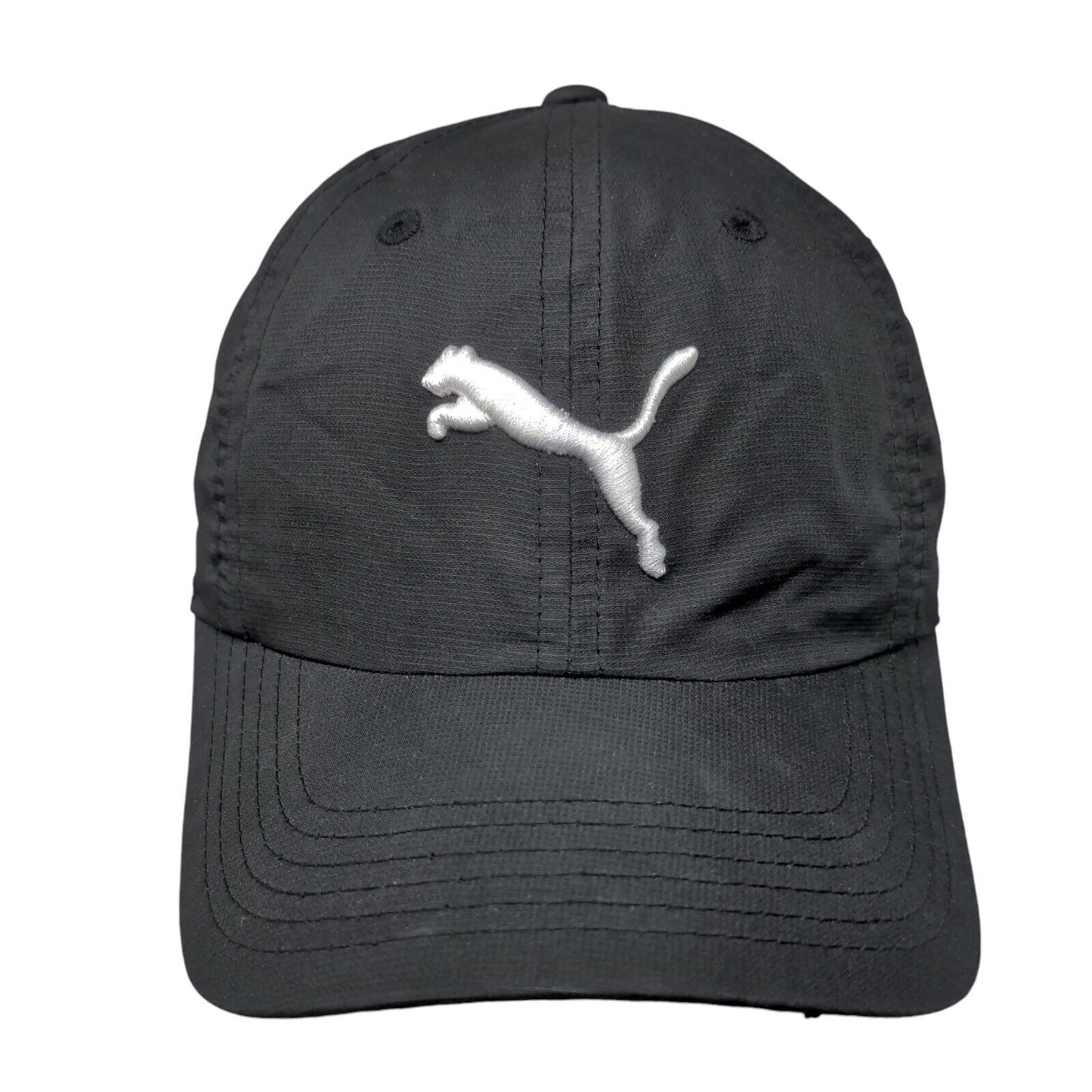 PUMA Strapback Hat Black One Size Embroidered Logo Adjustable Vent Holes