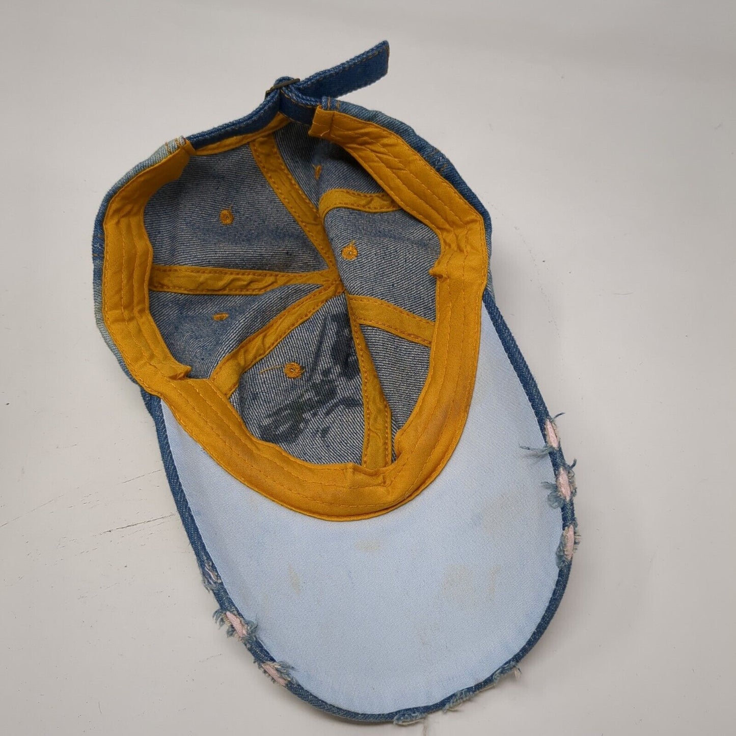 Rhinestone Bling Slideback Hat Blue One Size Adjustable Denim Studded