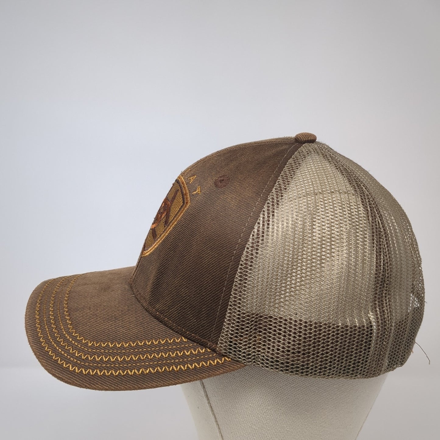 Ariat Strapback Trucker Hat Brown One Size Adjustable Mesh Back 6 Panel