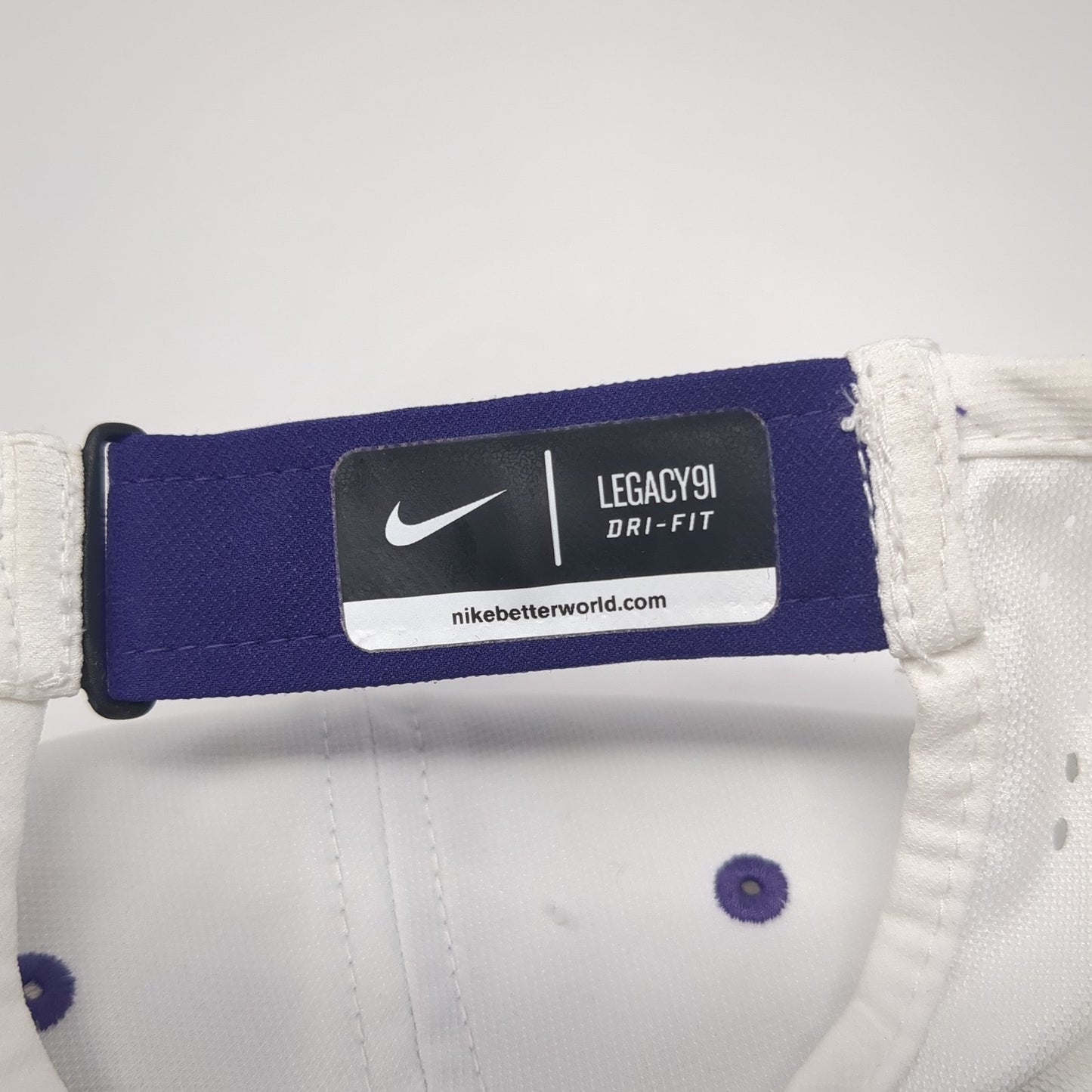 Letter W Strapback Hat White One Size Embroidered Laser Cut Nike Swoosh