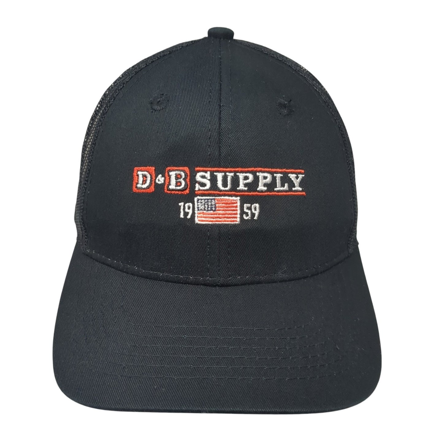 D&B Supply 1959 Snapback Trucker Hat Black OS Adjustable Mesh Back Outdoor Cap