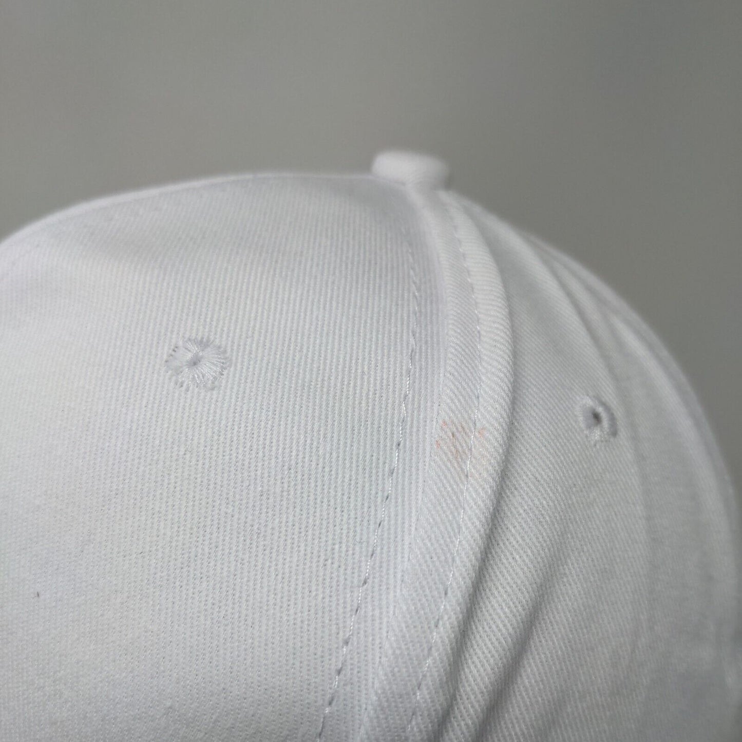 Bee Slideback Hat White Medium Adjustable Embroidered Vented Holes 6 Panel
