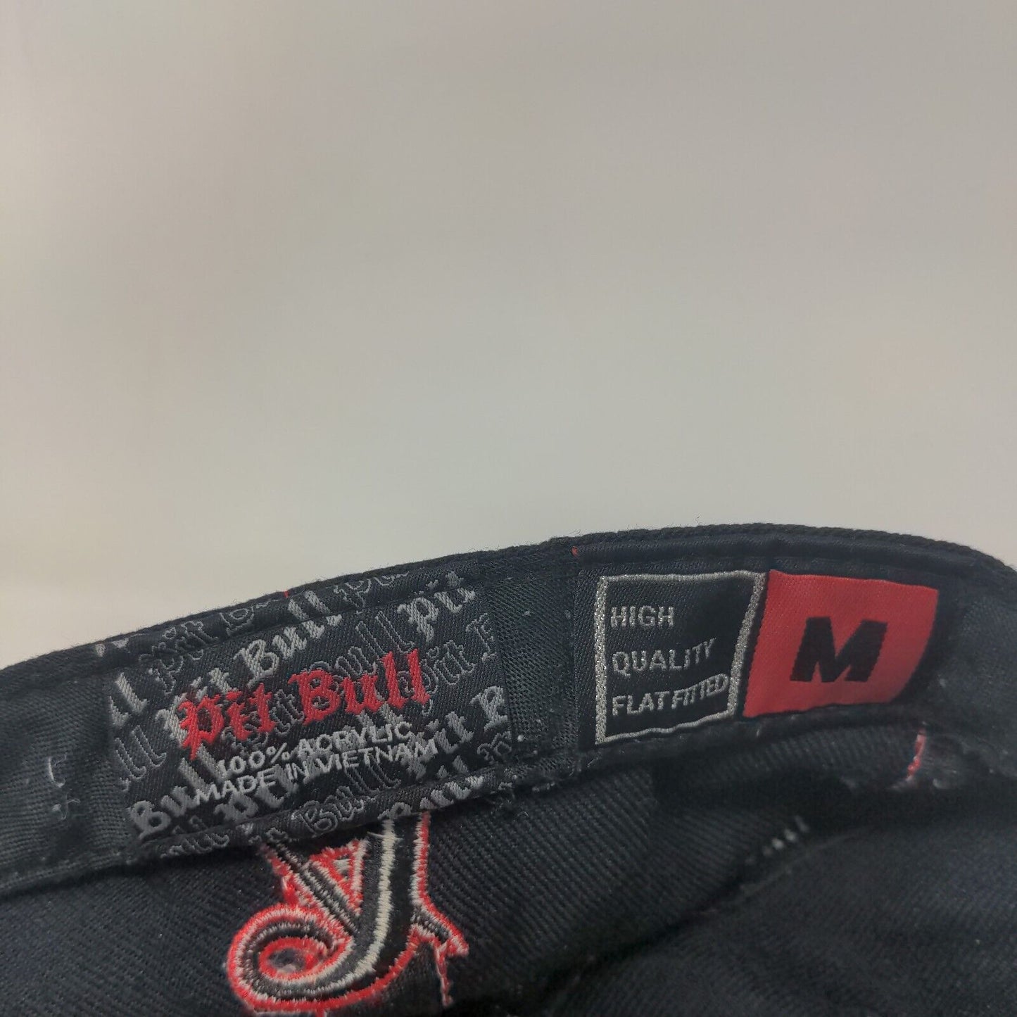 Pit Bull Men's Fitted Hat Blue Red Embroidered A Big Logo 100% Acrylic