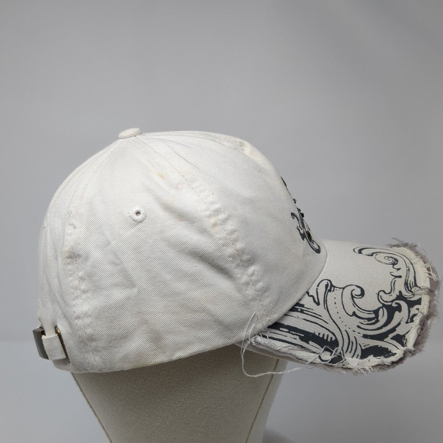 The Alabama Girl Slideback Hat White One Size Adjustable Distressed Rhinestone