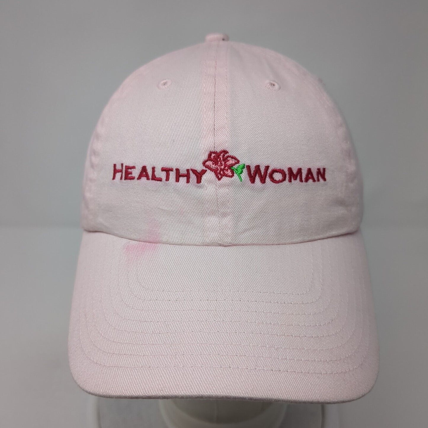 Healthy Woman Slideback Hat Pink One Size Solid Adjustable Embroidered