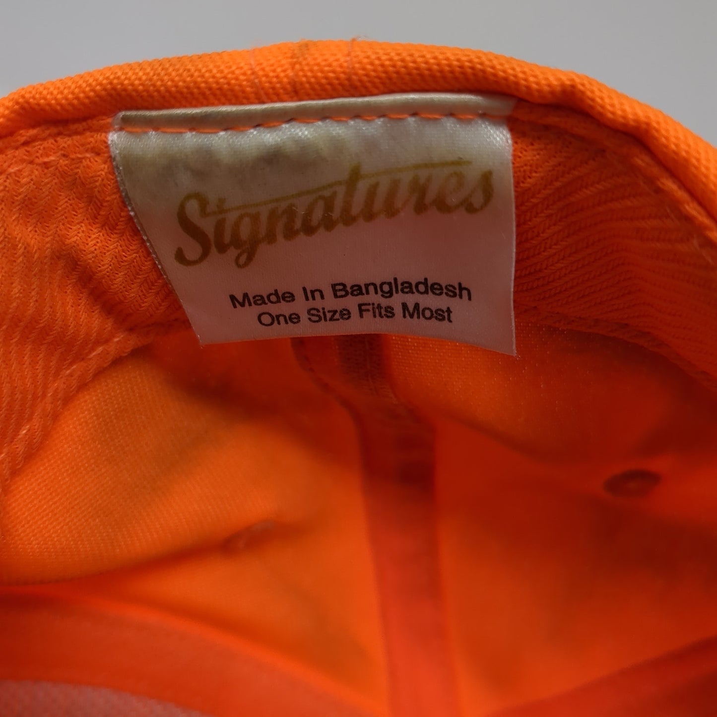 Signatures Snapback Hat Orange One Size Adjustable Lightweight Blank