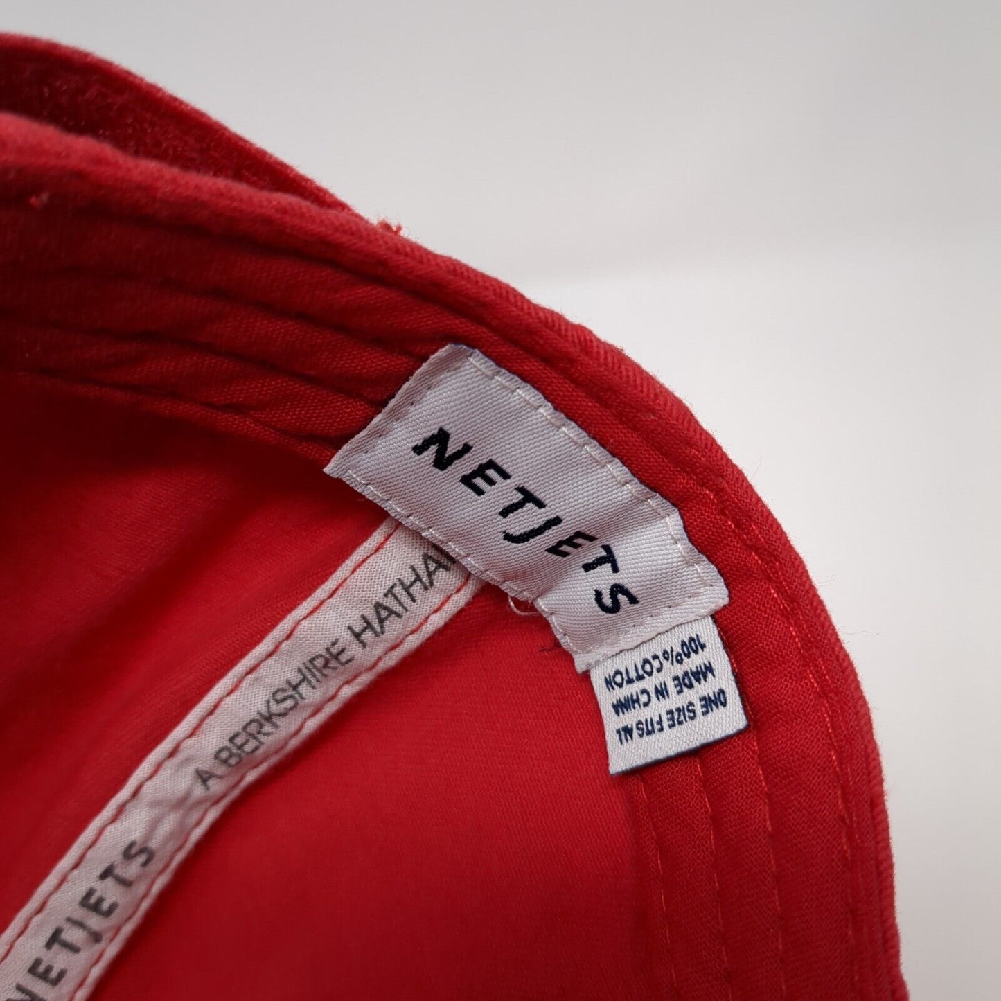 NetJets QS Strapback Hat Red OSFA Adjustable Embroidered Solid 6 Panel