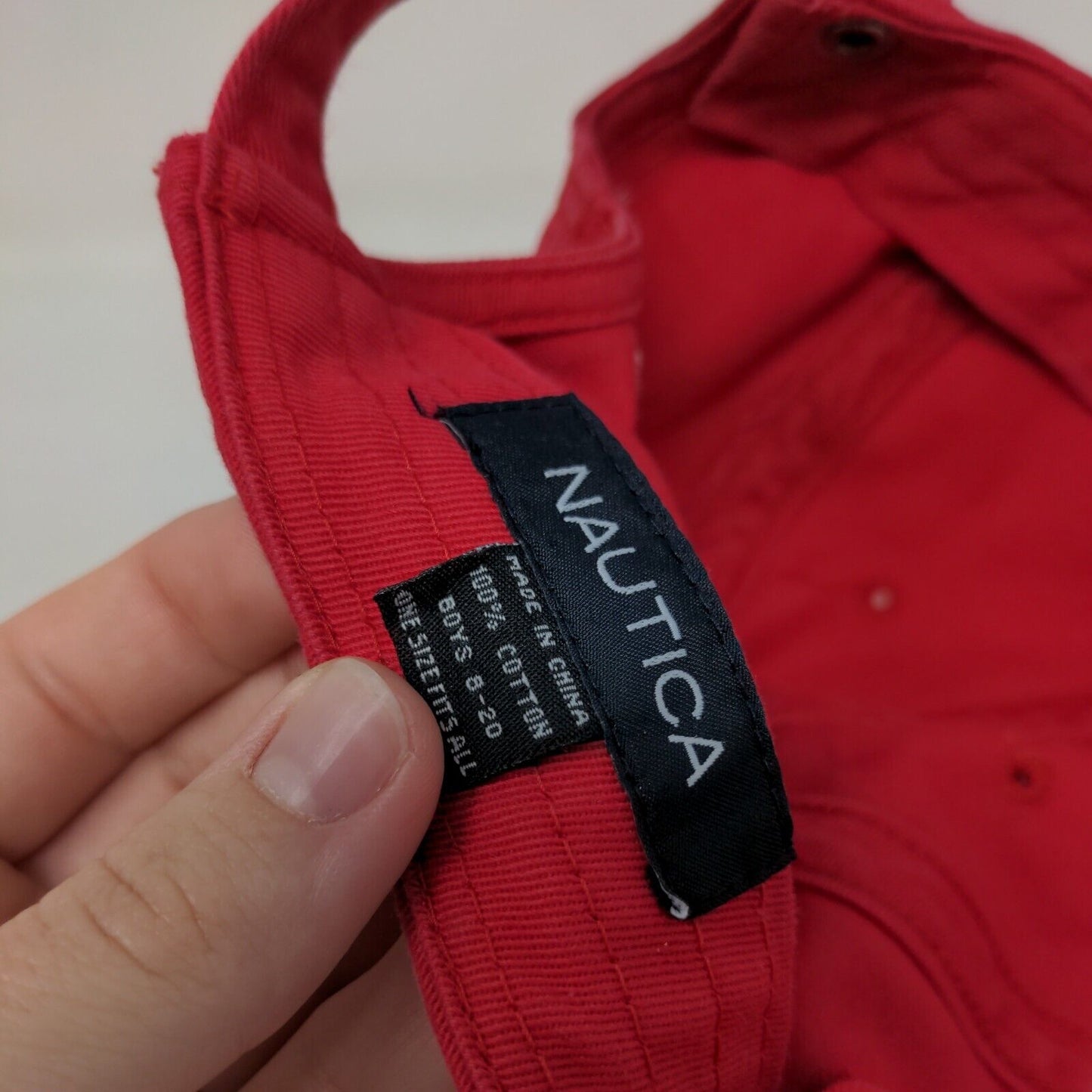 Nautica NS-83 Slideback Hat Red OSFA Adjustable Embroidered Logo 6 Panel