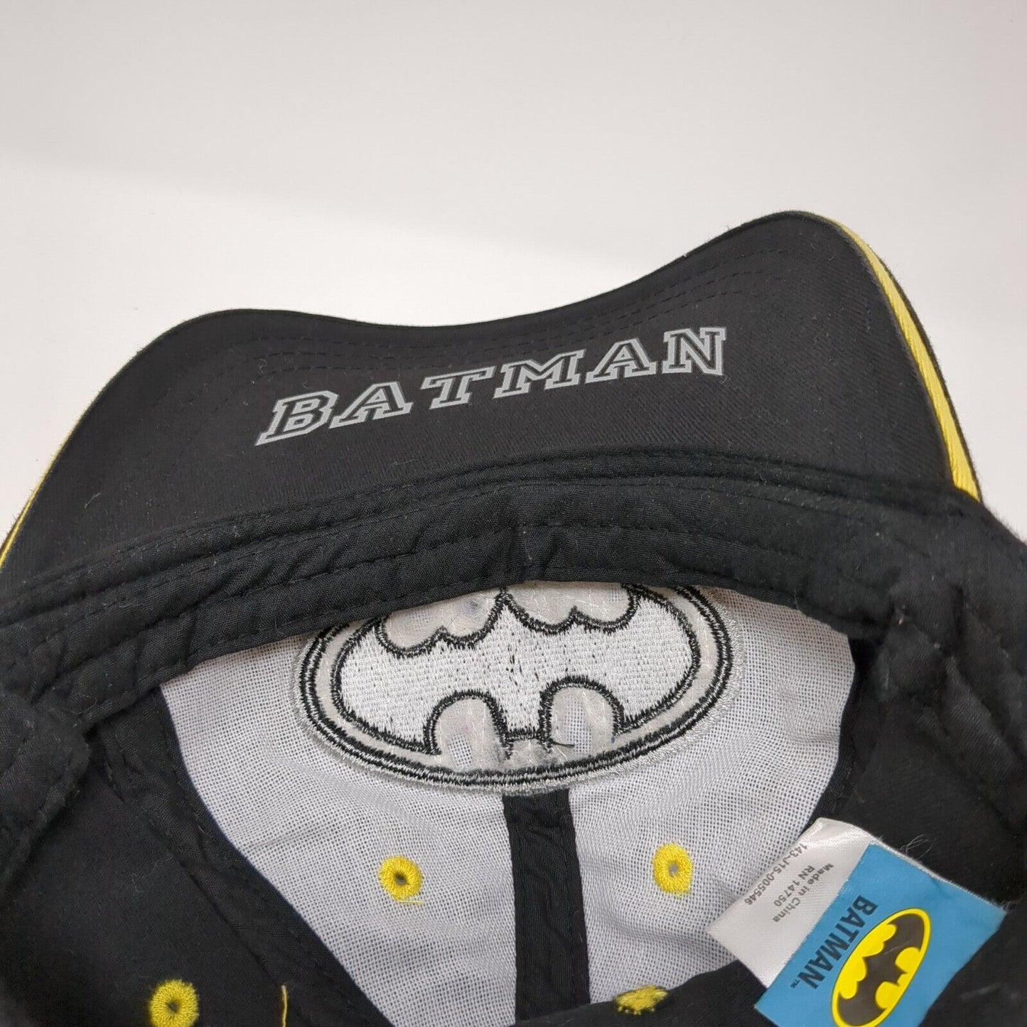 Batman Strapback Hat Black One Size Adjustable 6 Panel Embroidered