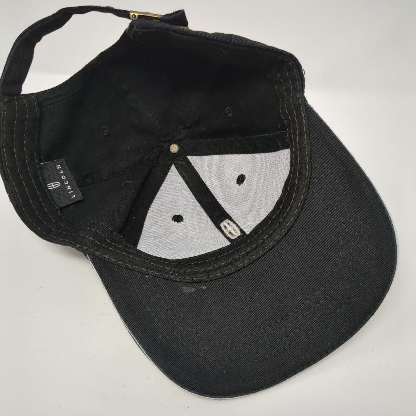 Lincoln Slideback Hat Black 58cm Adjustable Embroidered 6 Panel Solid