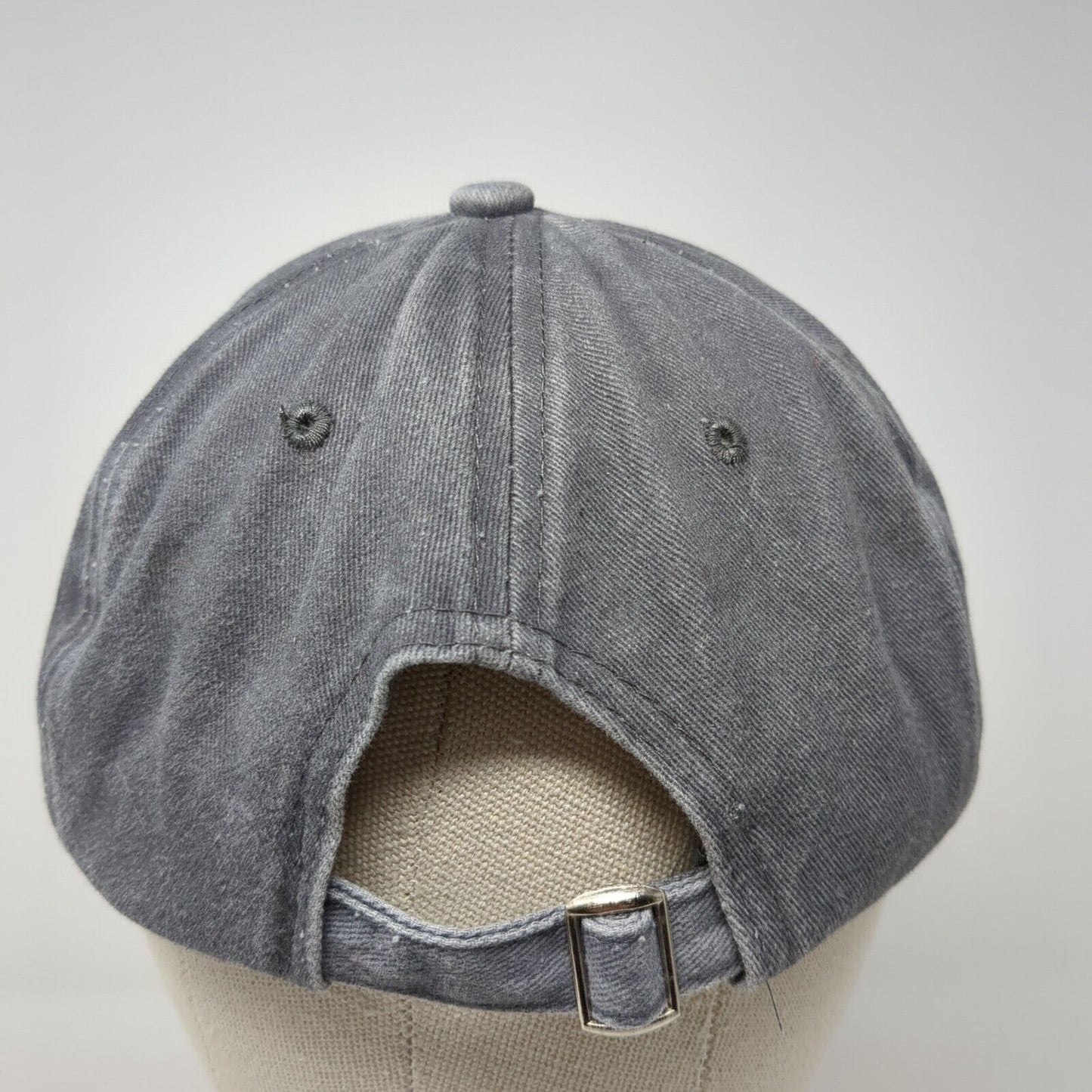 Smiley Face Slideback Hat Gray One Size Adjustable Solid 6 Panel