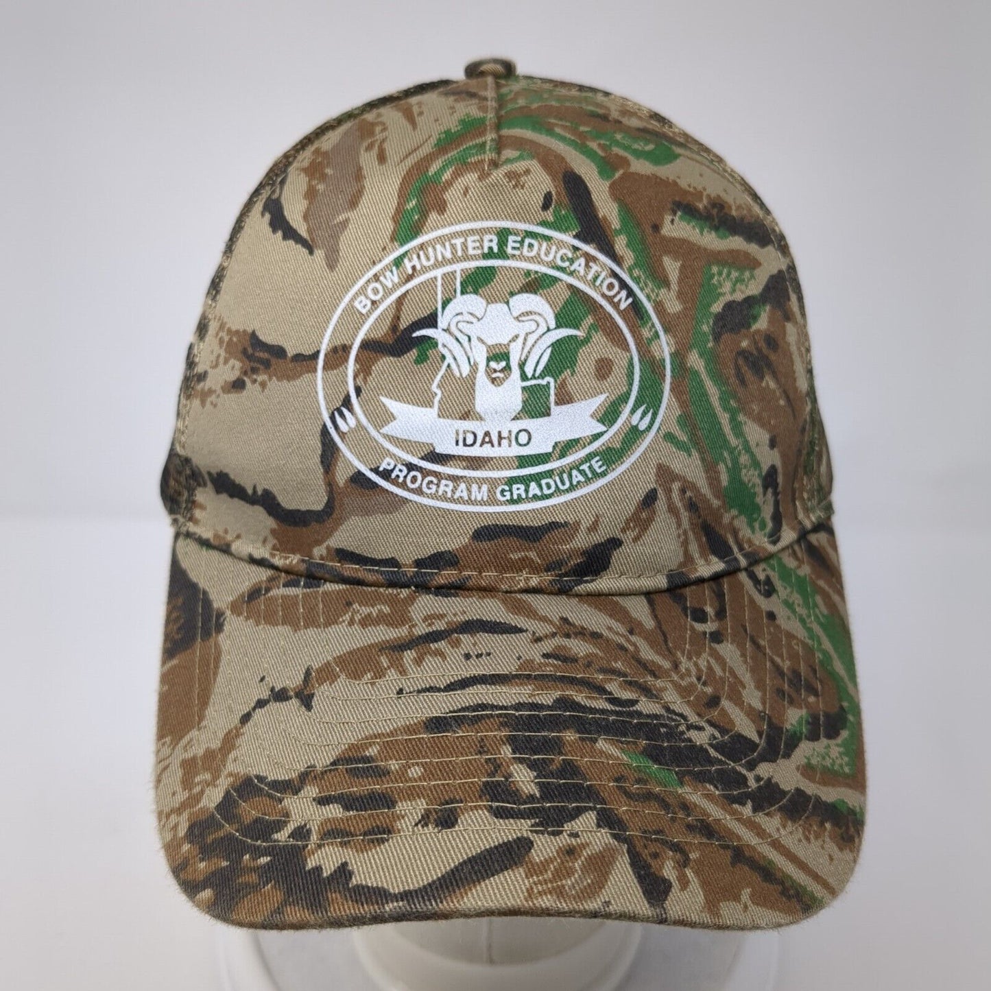 Idaho Bowhunter Education Strapback Trucker Hat Camo One Size Nissin