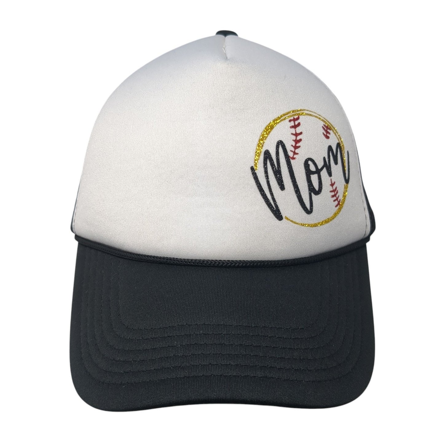 Baseball Mom Snapback Mesh Back Trucker Hat Black One Size Colorblock