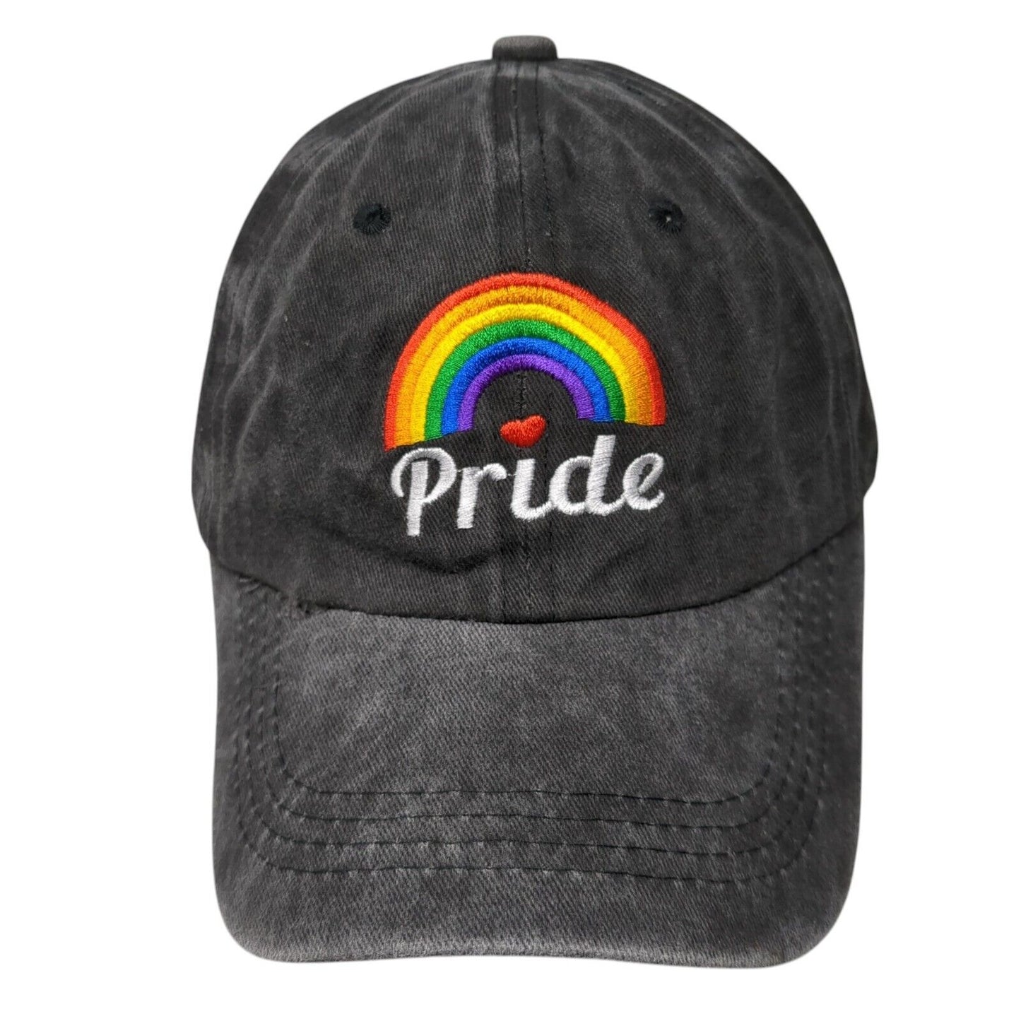Pride Slideback Hat Gray One Size Adjustable Embroidered Vented Holes Cotton